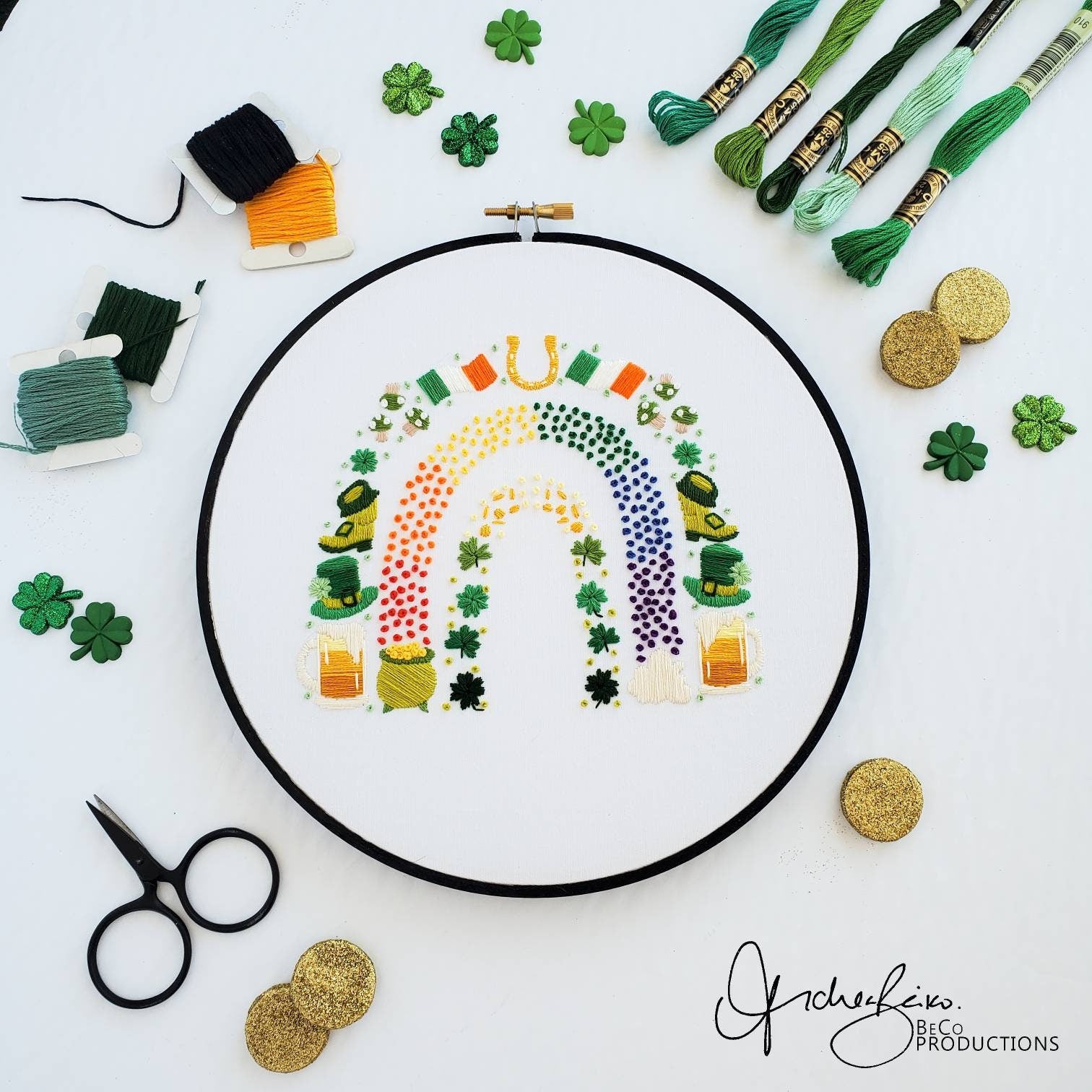 St. Patrick's Day Rainbow - PDF Digital Download Embroidery Pattern & Guide