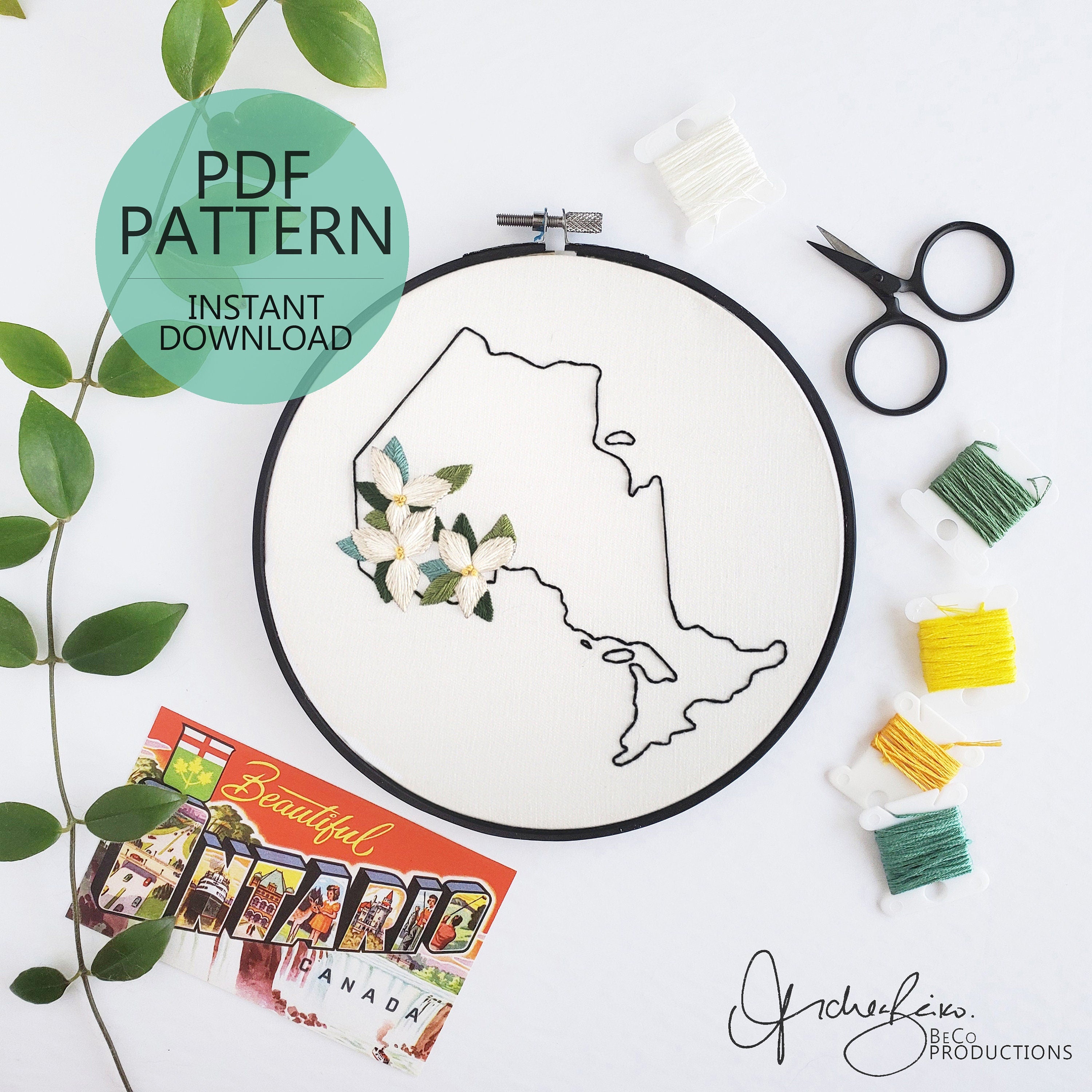 Ontario Province - PDF Digital Download Embroidery Pattern & Guide