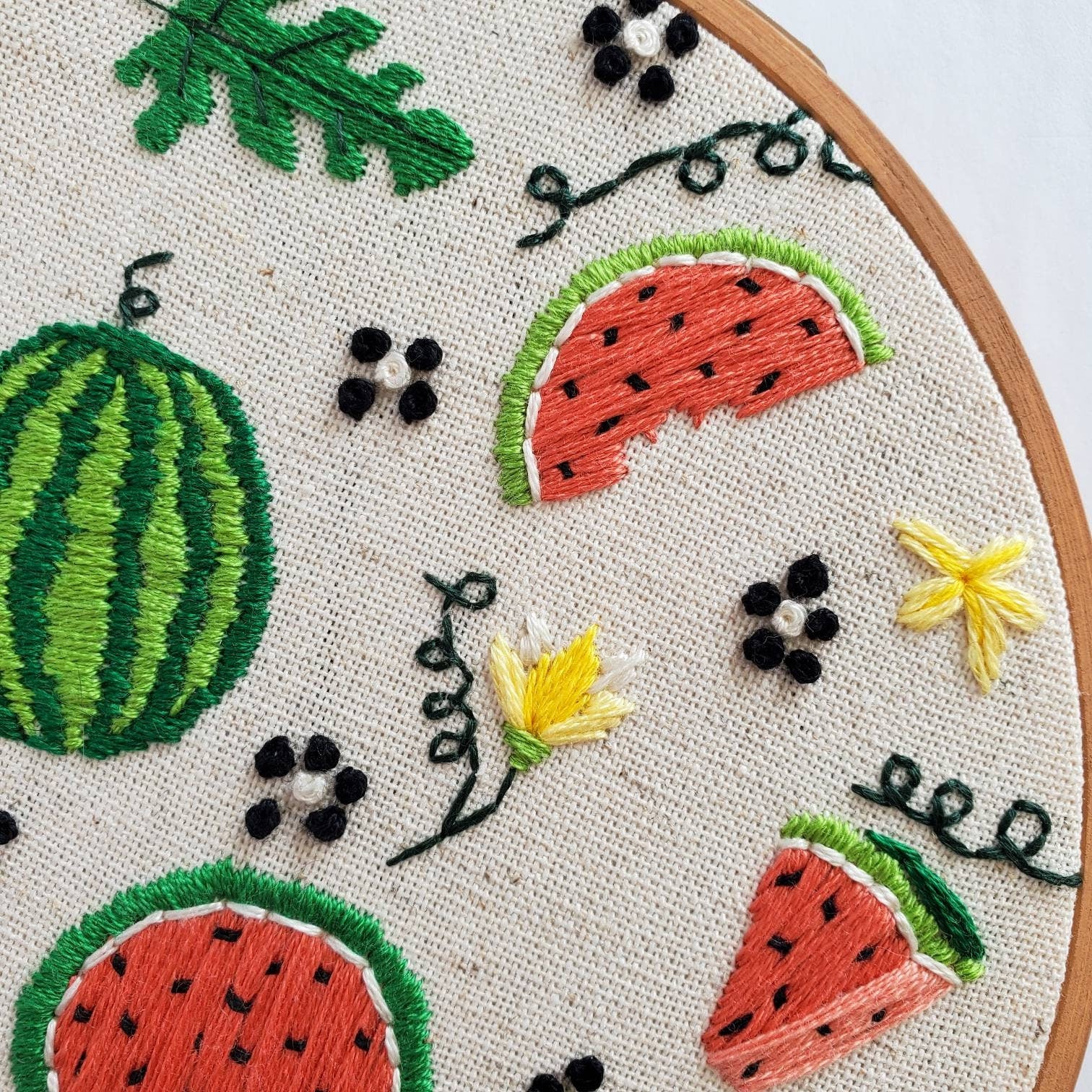 Watermelon Life Cycle Print - PDF DIgital Download Embroidery Pattern & Guide
