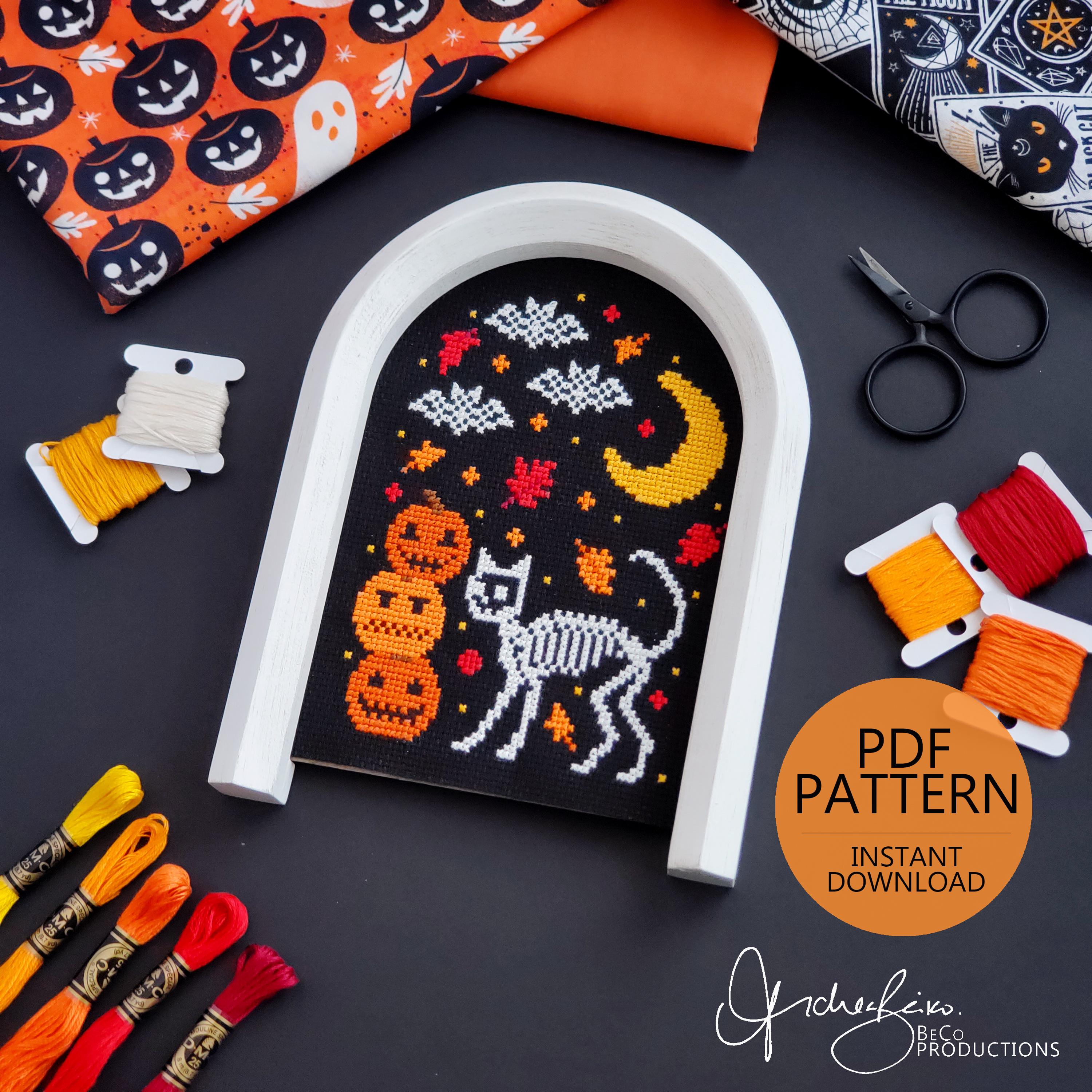 Cat Skeleton - PDF Digital Download Cross Stitch Pattern & Guide