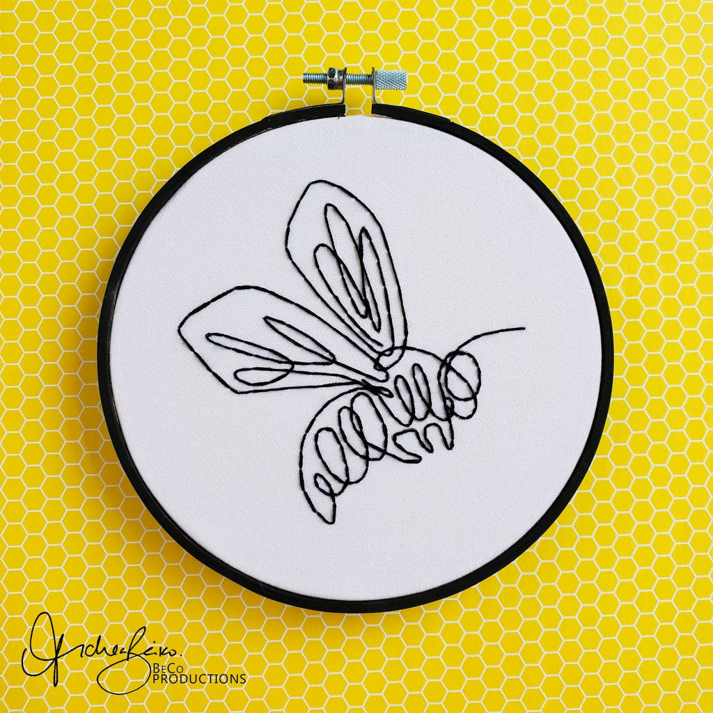 Bee Line Drawing - PDF Digital Download Embroidery Pattern & Guide