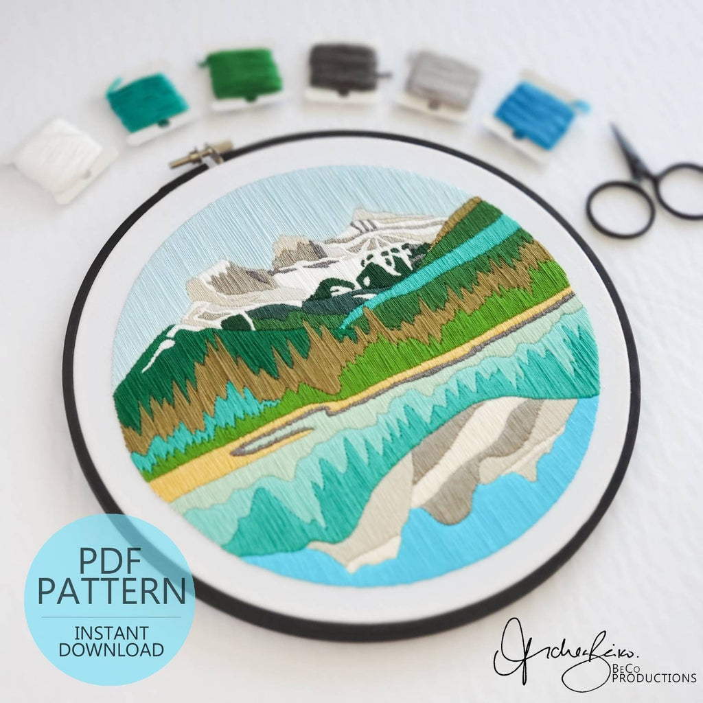 Mountain Landscape No.04, Three Sisters, Canmore Alberta - PDF Digital Download Embroidery Pattern & Guide