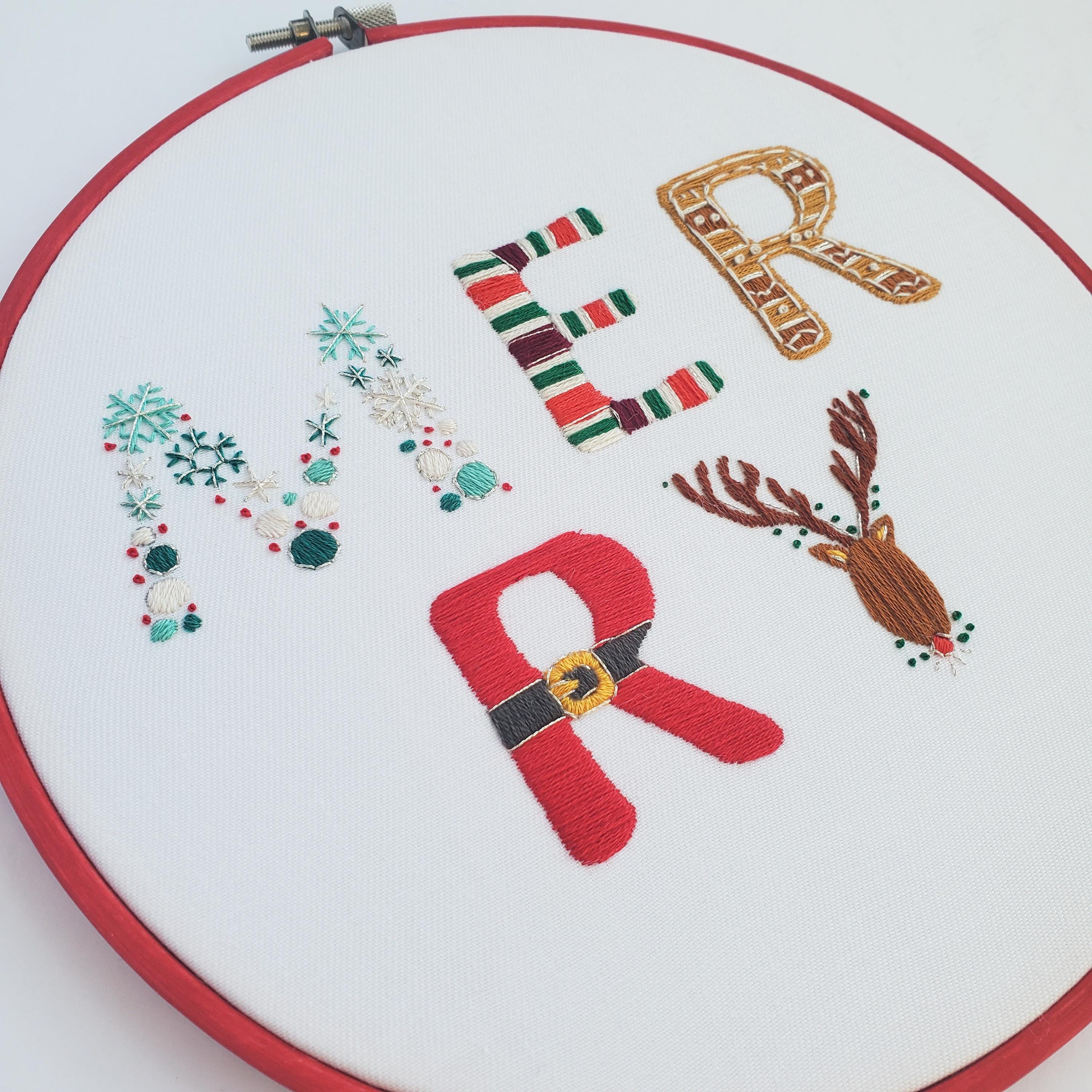 Merry Text -  PDF Digital Download Embroidery Pattern & Guide