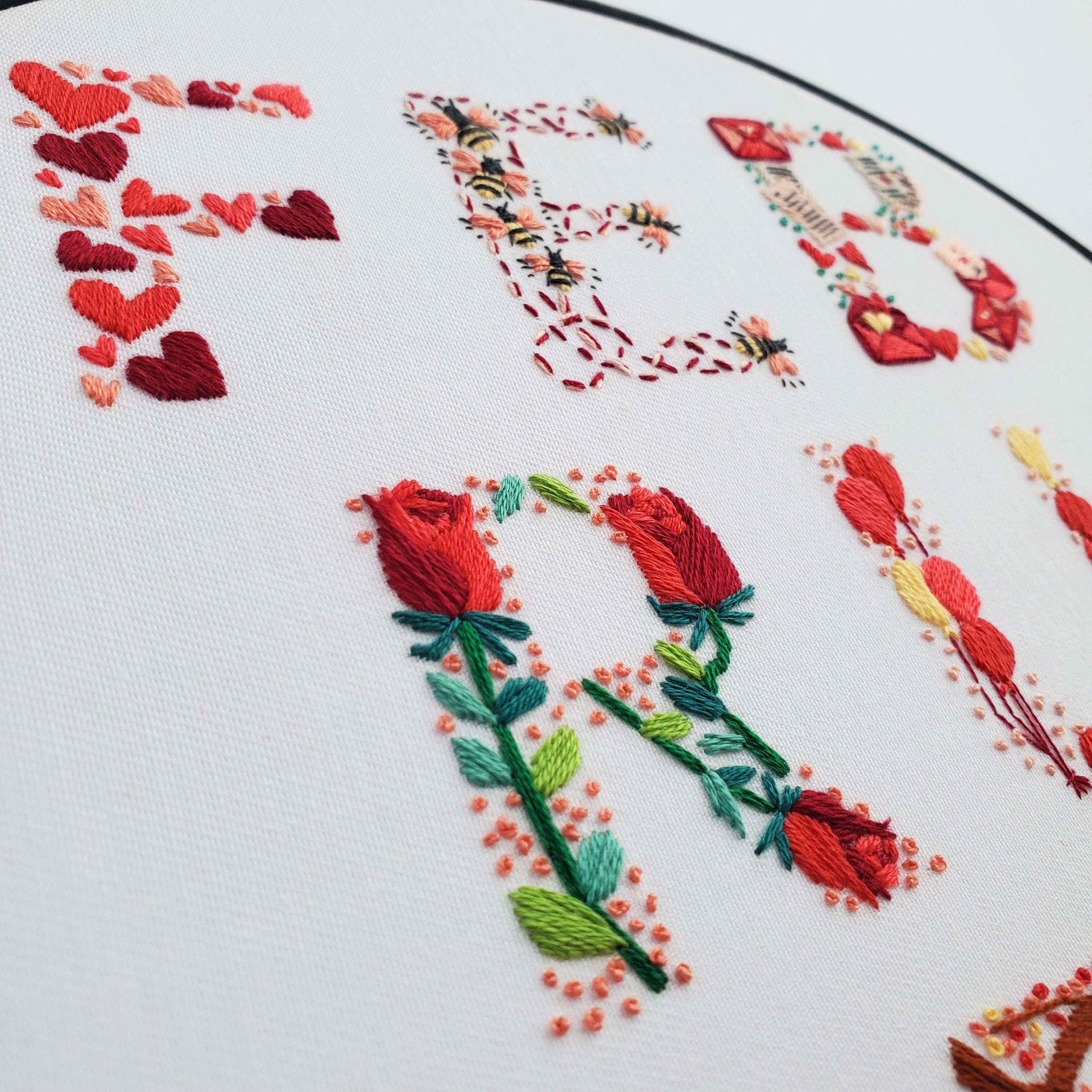 FEBRUARY Monthly Text Series - PDF Digital Download Embroidery Series Pattern & Guide