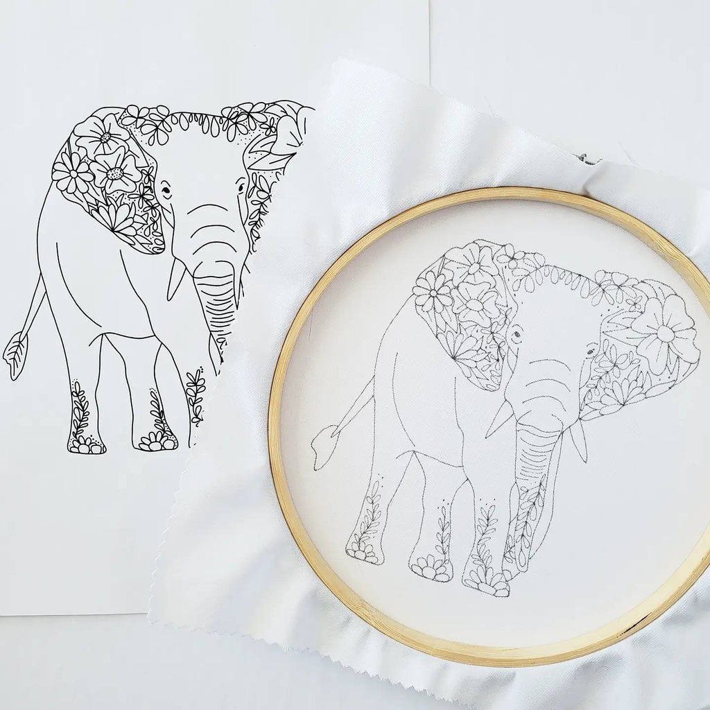 Floral Elephant - PDF Digital Download Embroidery Pattern & Guide