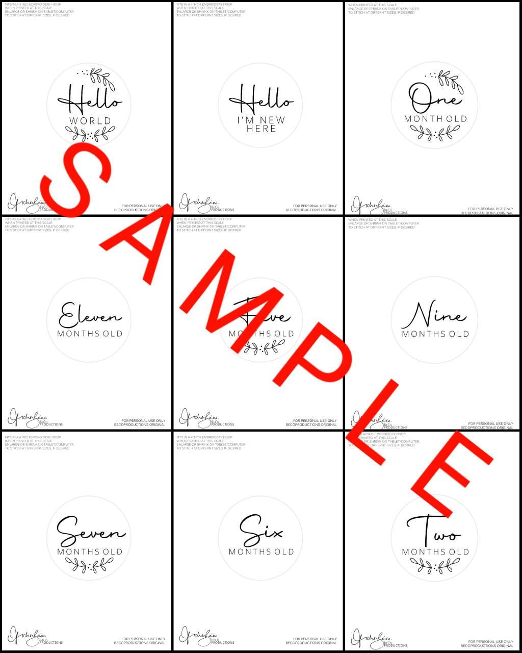 Baby Milestones & Pregnancy Announcement (28 Patterns Total) - PDF Digital Download Embroidery Patterns & Guide