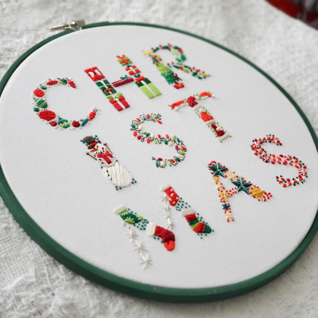 Christmas Text - PDF Digital Download Embroidery Pattern & Guide