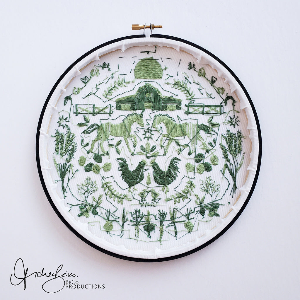 AUGUST Monthly Monochromatic Folk Art Inspired Series - PDF Digital Download Embroidery Pattern & Guide