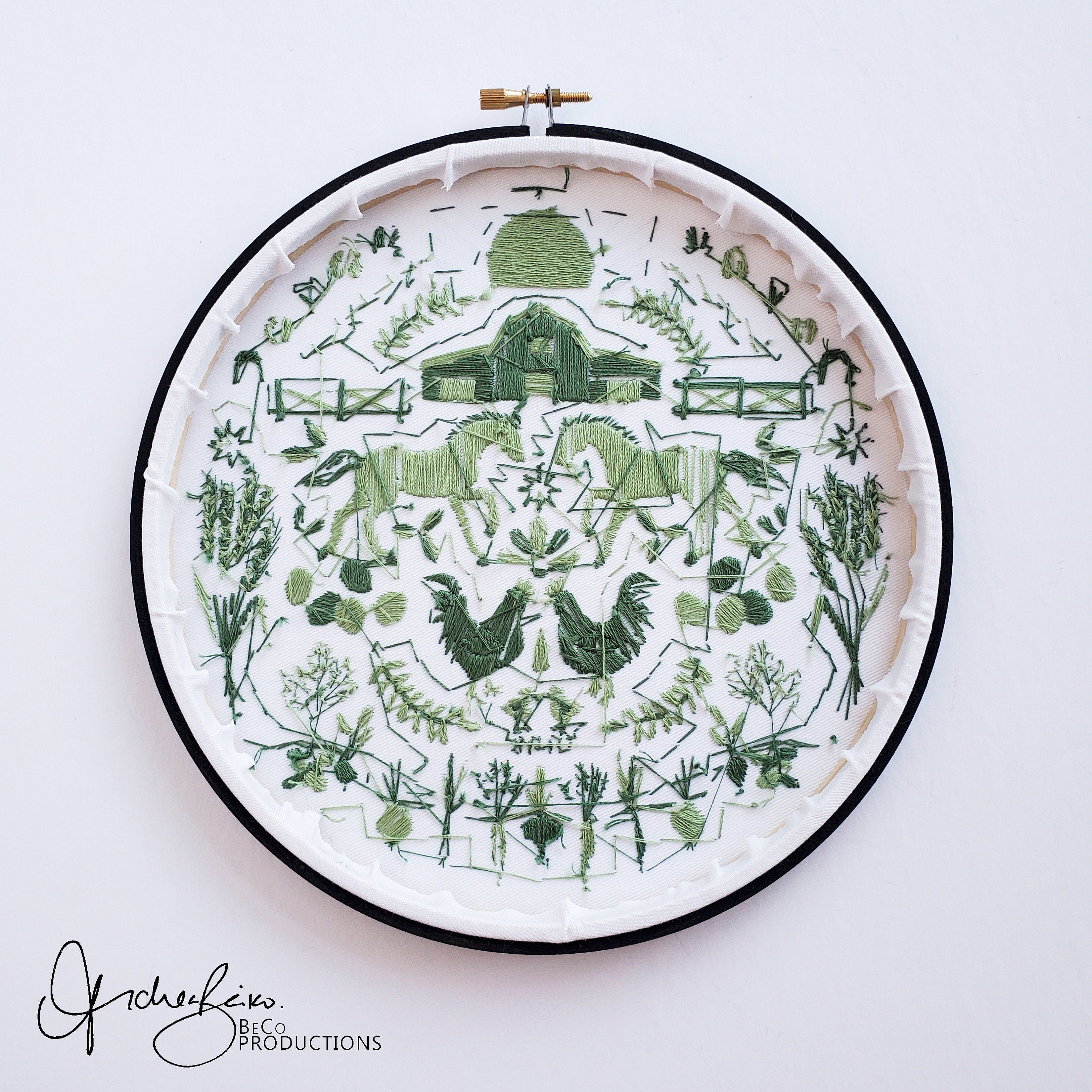 AUGUST Monthly Monochromatic Folk Art Inspired Series - PDF Digital Download Embroidery Pattern & Guide