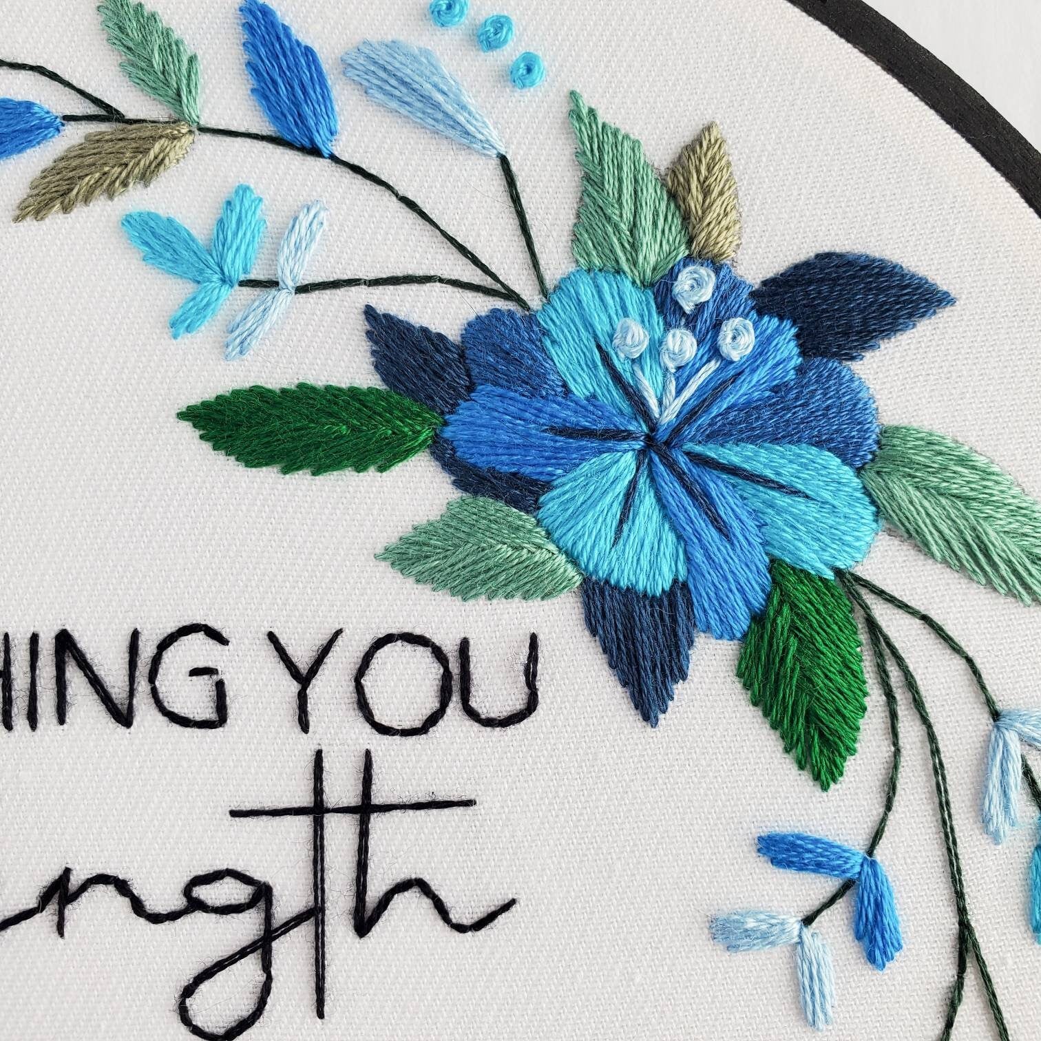 Blue and Yellow Floral Wreath - PDF Digital Download Embroidery Pattern & Guide