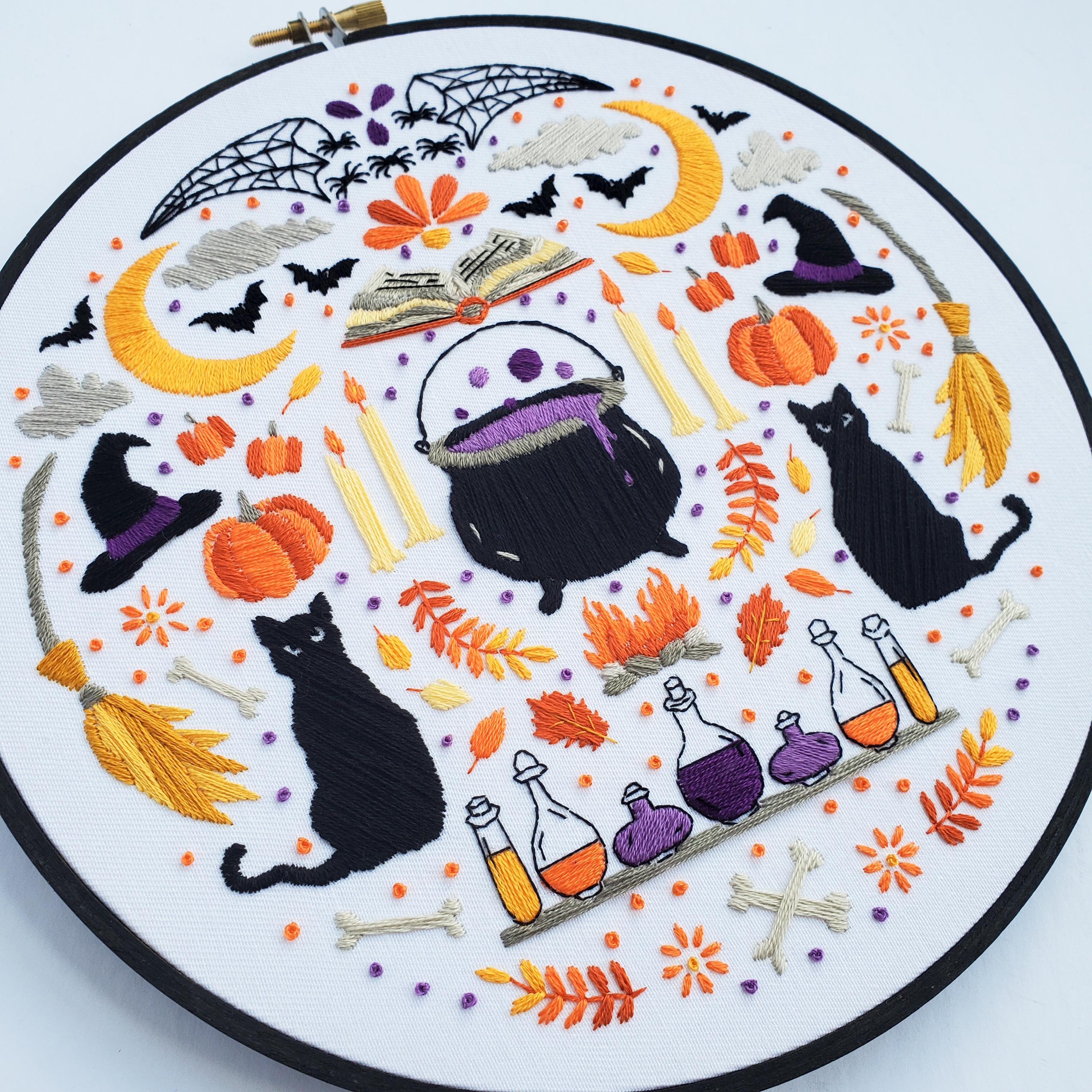 Witch Folk Art Inspired Series - PDF Digital Download Embroidery Pattern & Guide
