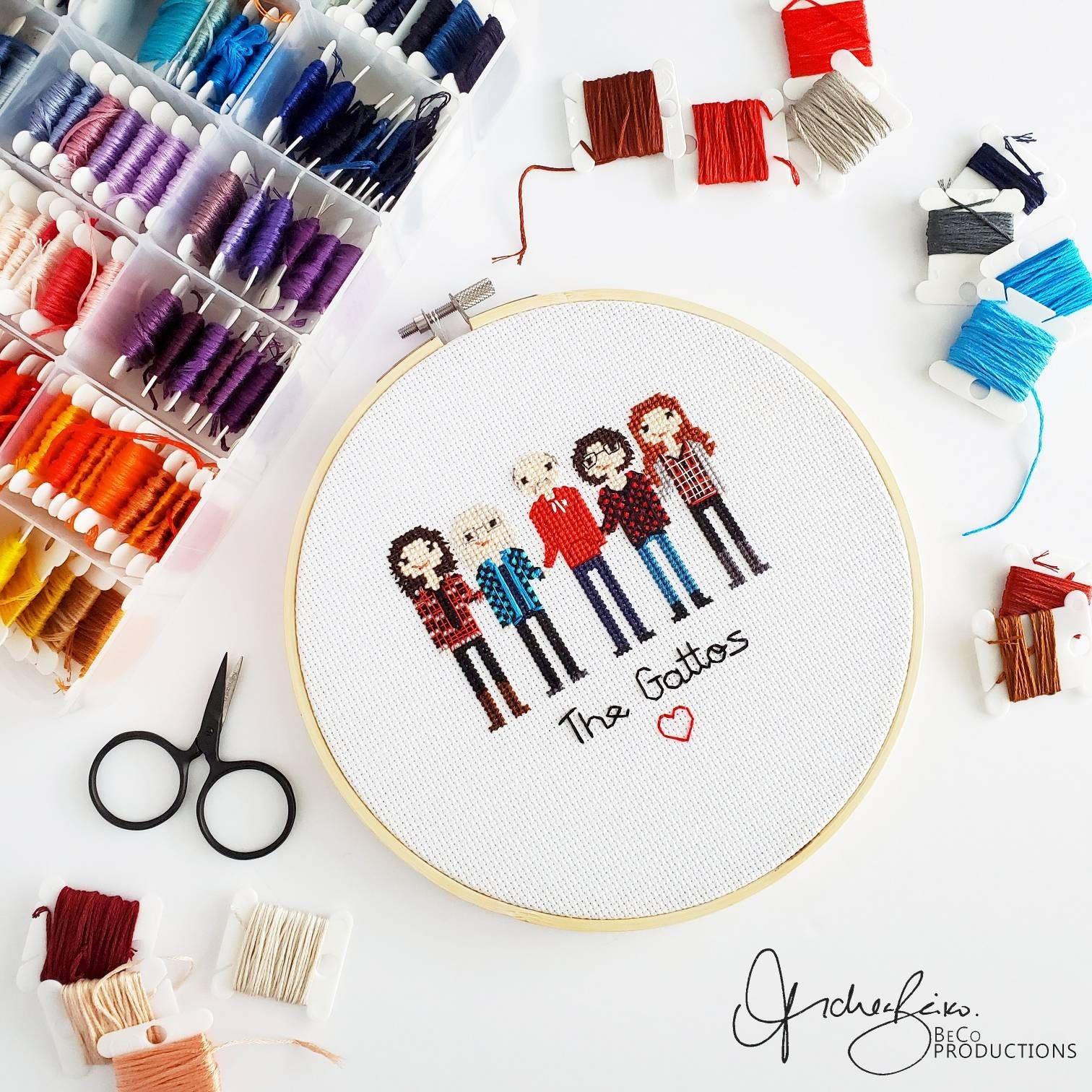Custom Family Cross Stitch Portrait