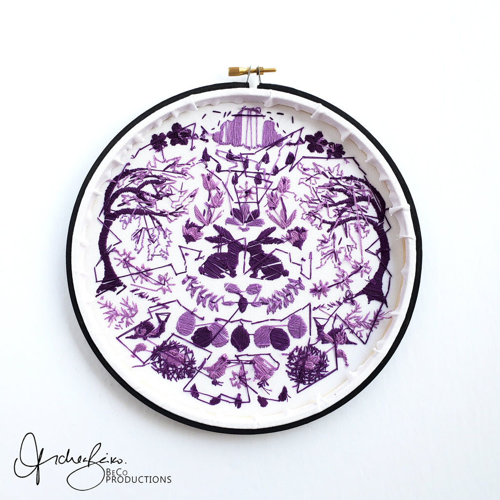 APRIL Monthly Monochromatic Folk Art Inspired Series - PDF Digital Download Embroidery Pattern & Guide