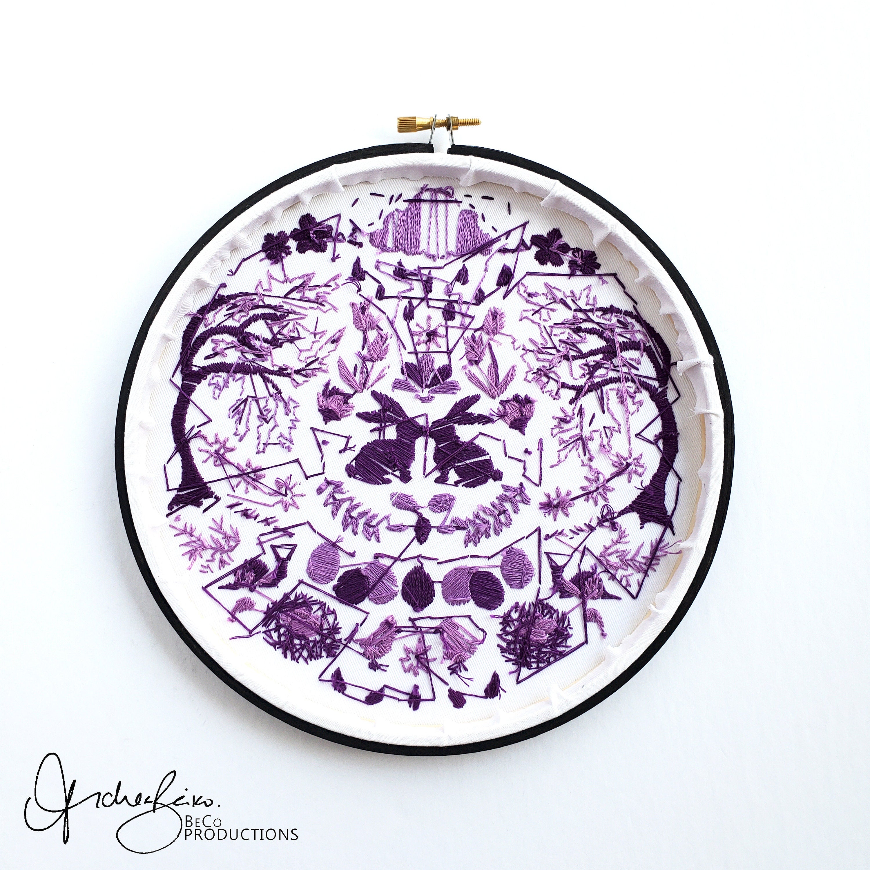 APRIL Monthly Monochromatic Folk Art Inspired Series - PDF Digital Download Embroidery Pattern & Guide