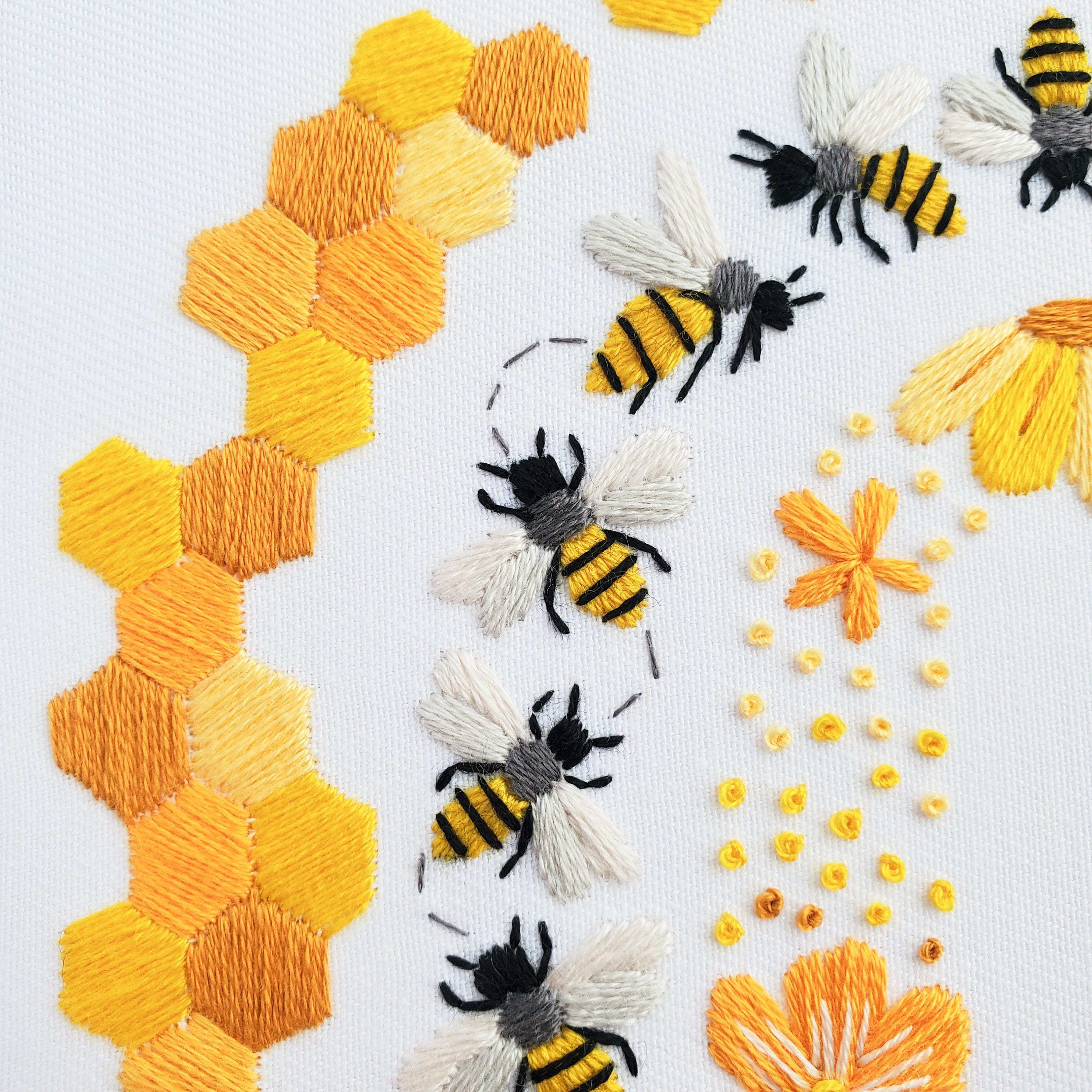 Bee Rainbow - PDF Digital Download Embroidery Pattern & Guide
