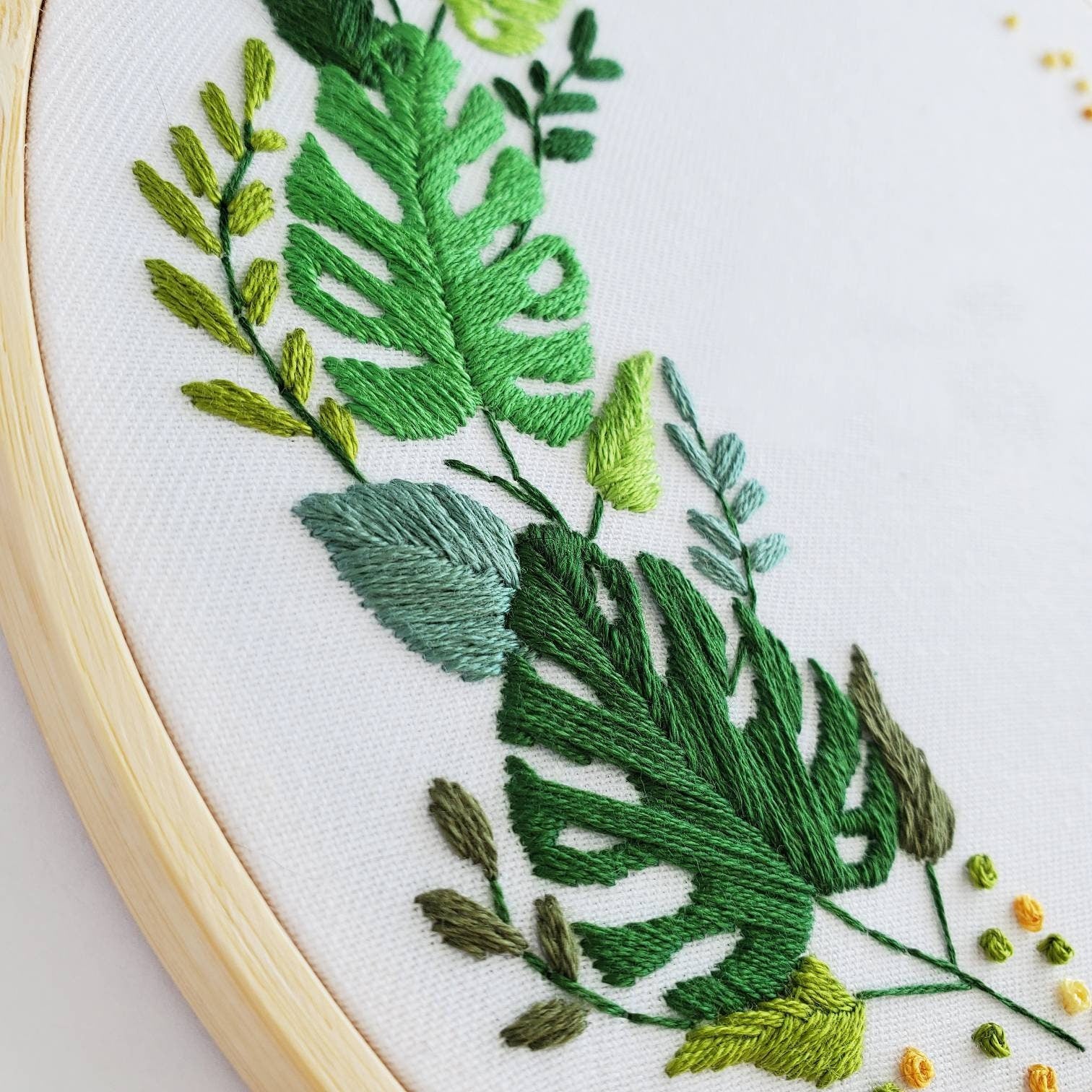 Monstera Leaf Wreath - PDF Digital Download Embroidery Pattern & Guide