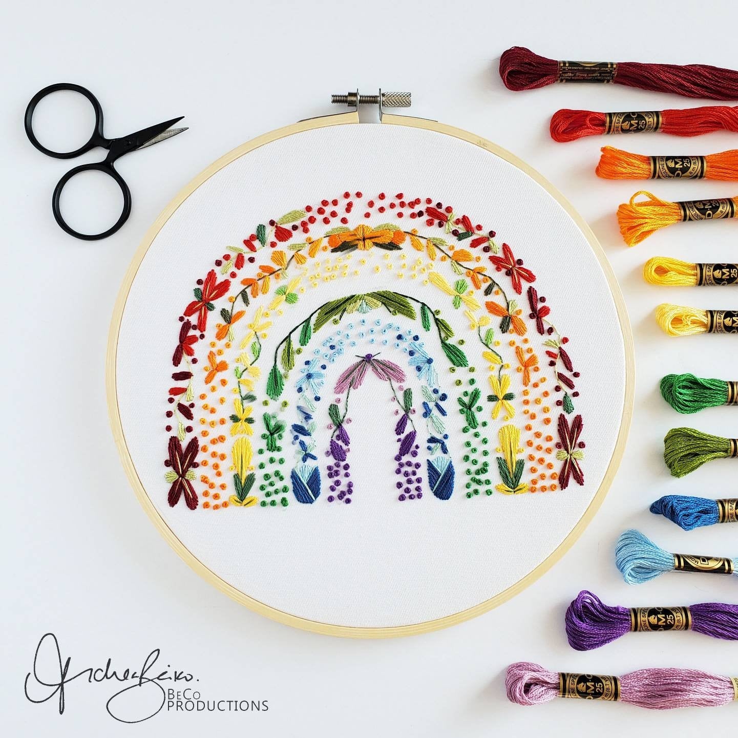 Large Floral Rainbow - PDF Digital Download Embroidery Pattern & Guide