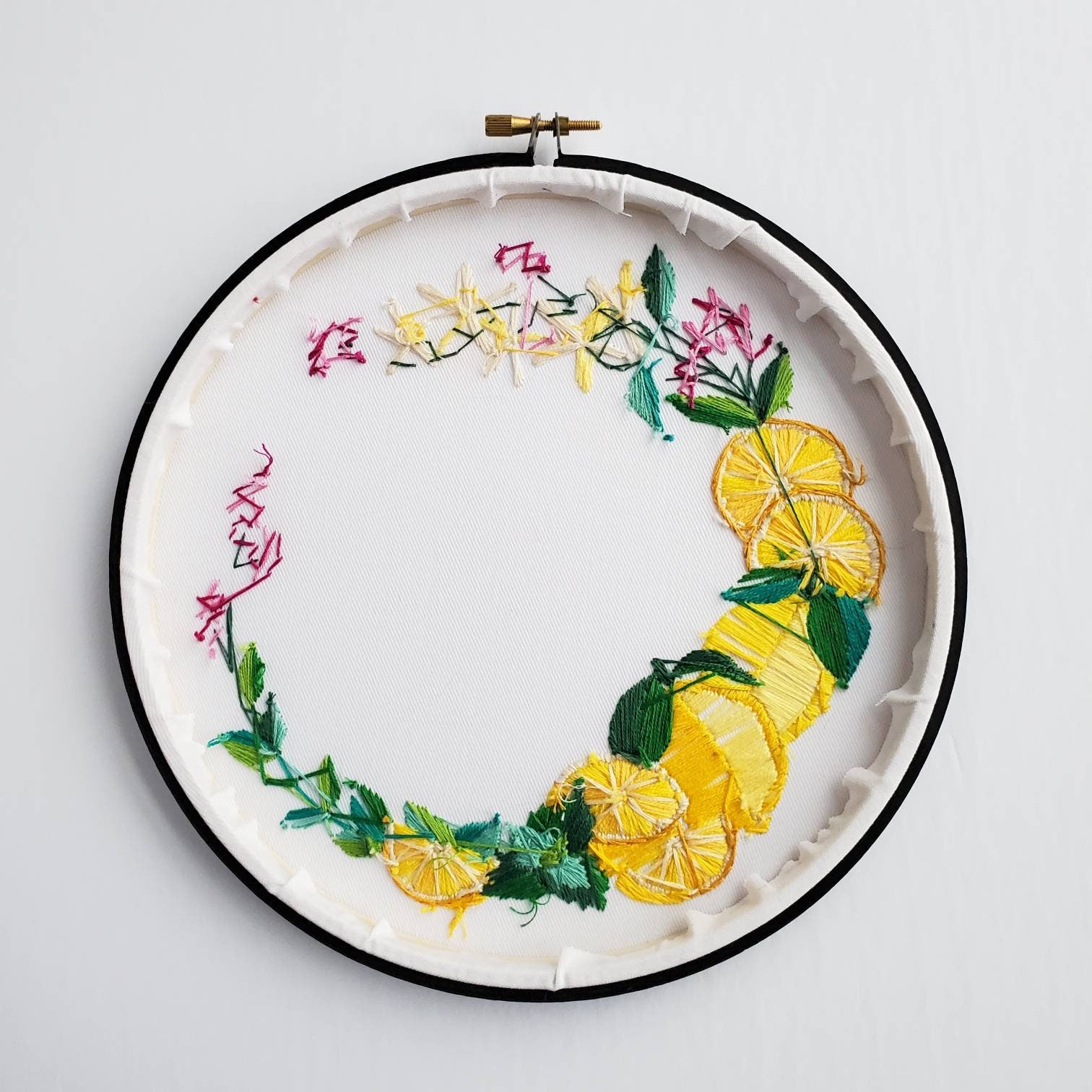 Lemon Wreath - PDF Digital Download Embroidery Pattern & Guide