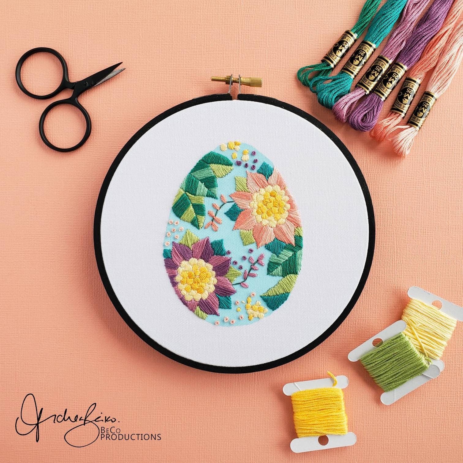 Floral Easter Egg No.01 - PDF Digital Download Embroidery Pattern & Guide