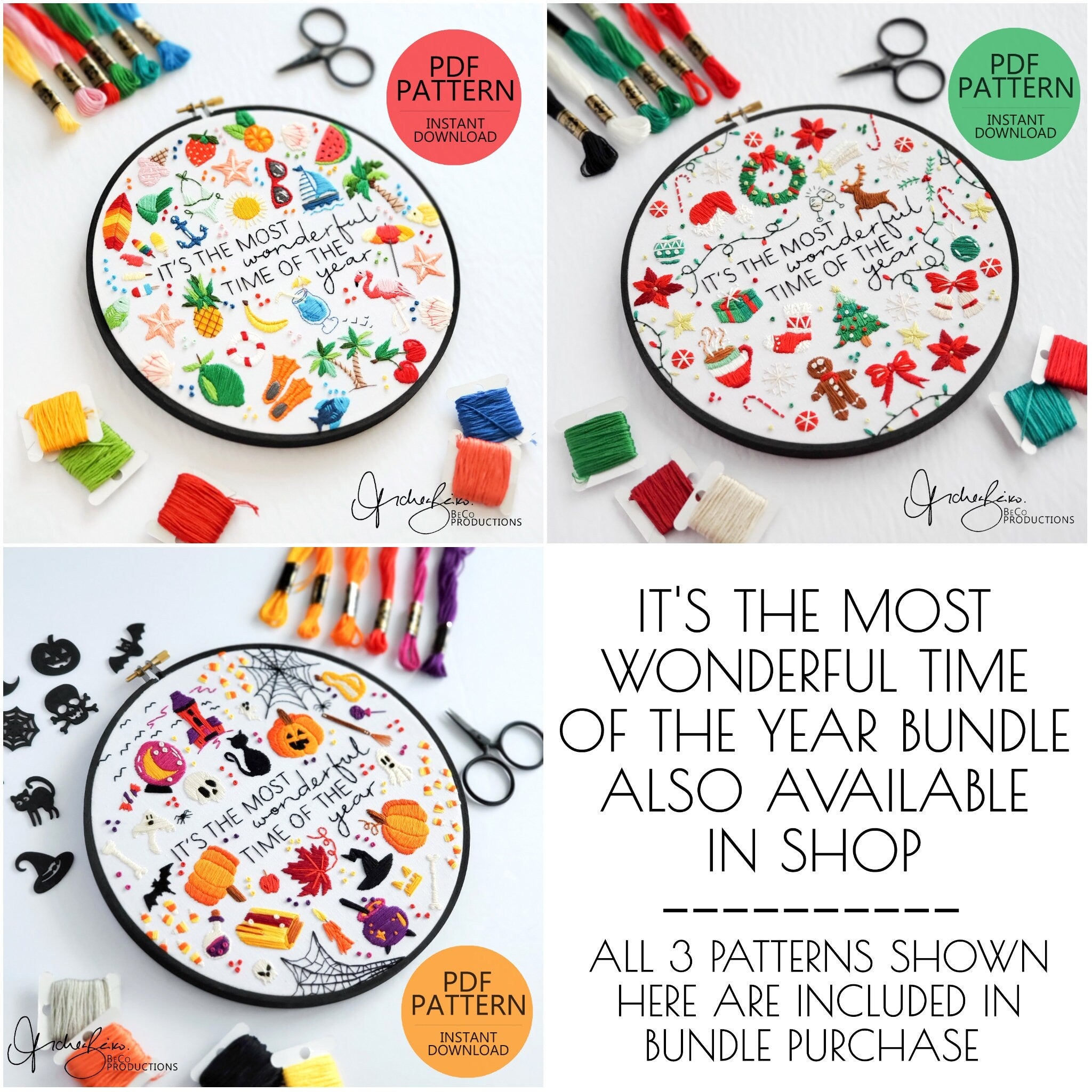 It's The Most Wonderful Time Of The Year - Summer Edition - PDF Digital Download Embroidery Pattern & Guide