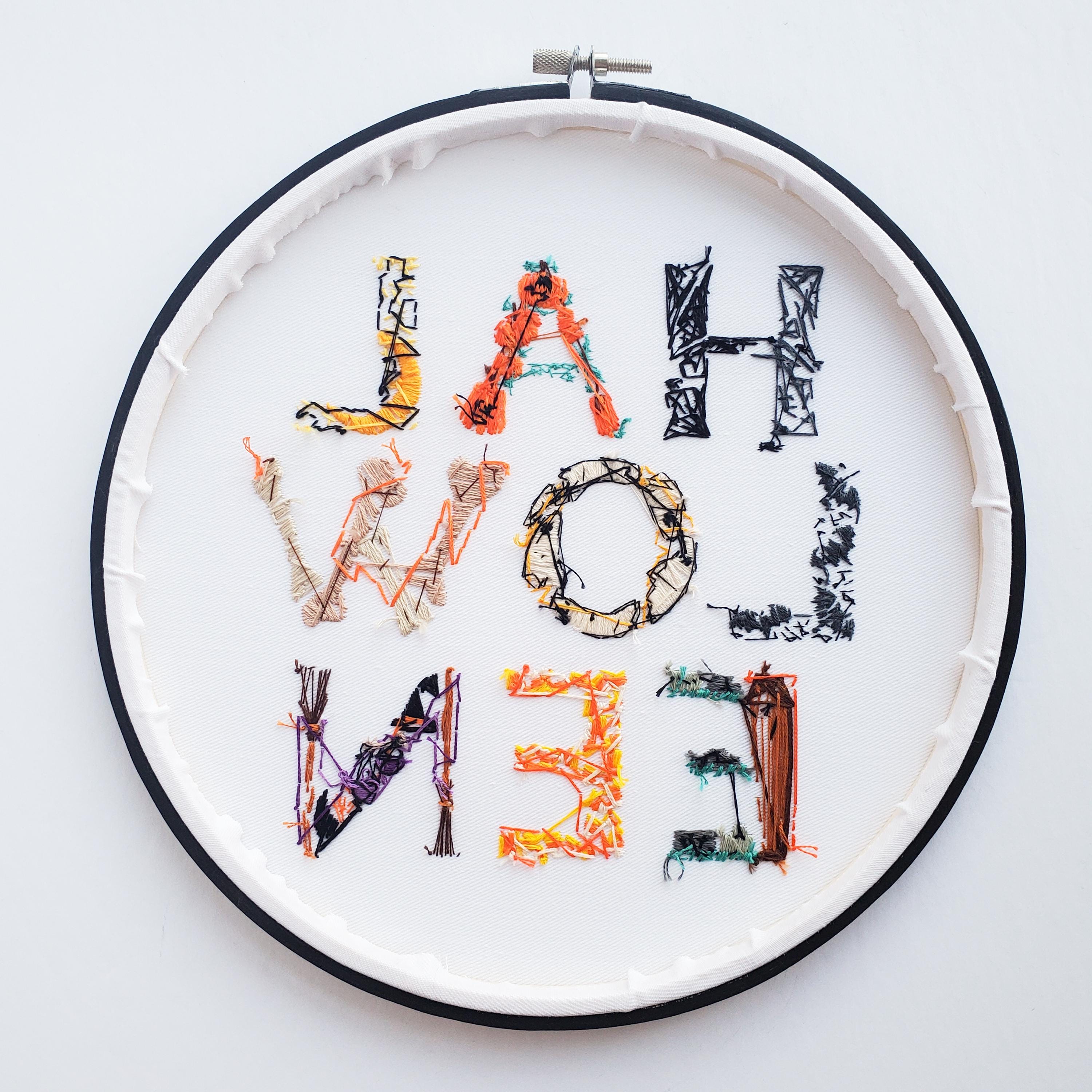 HALLOWEEN Text - PDF Digital Download Embroidery Pattern & Guide