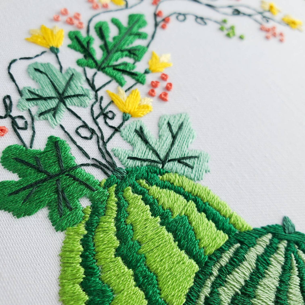 Watermelon Wreath - PDF Digital Download Embroidery Pattern & Guide