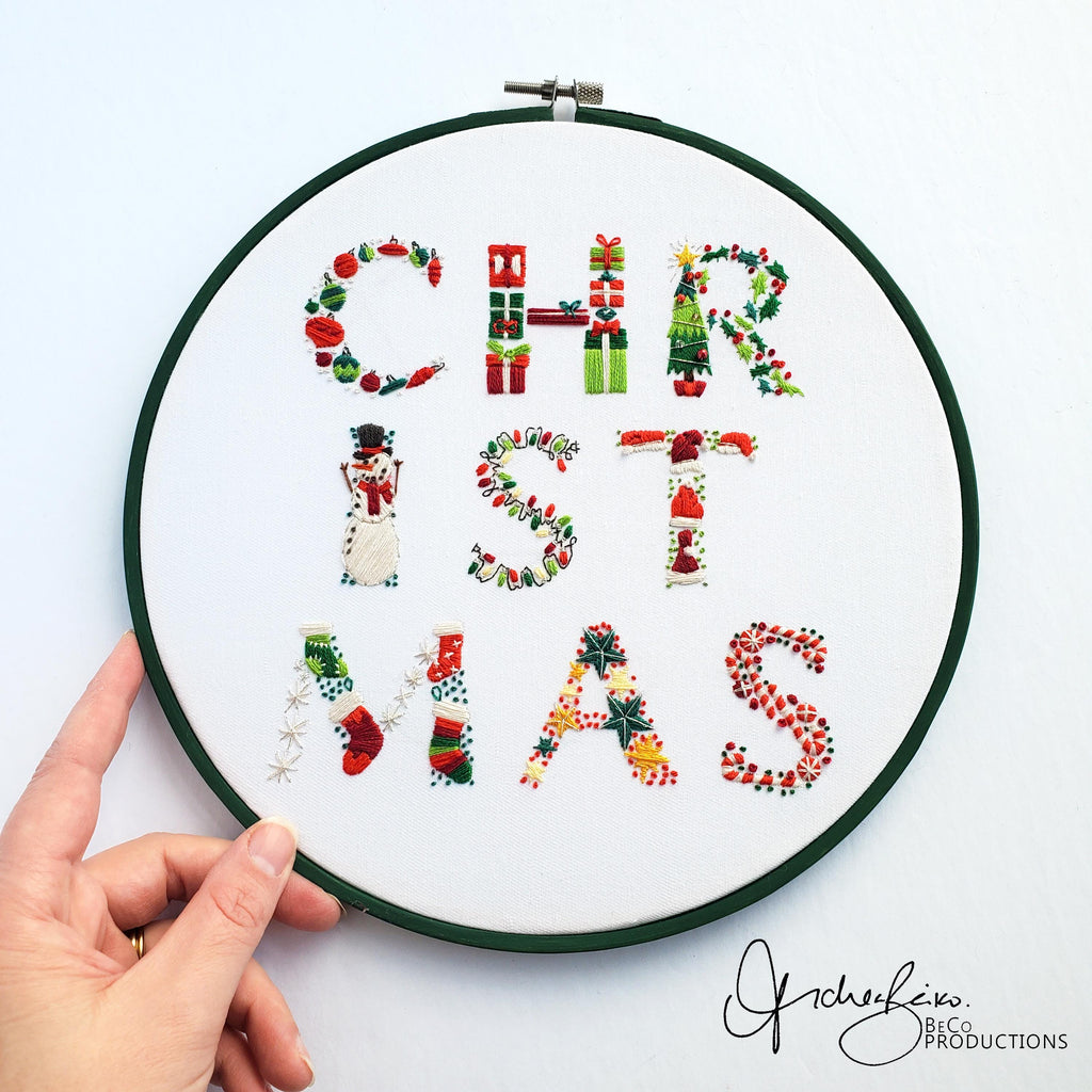 Christmas Text - PDF Digital Download Embroidery Pattern & Guide