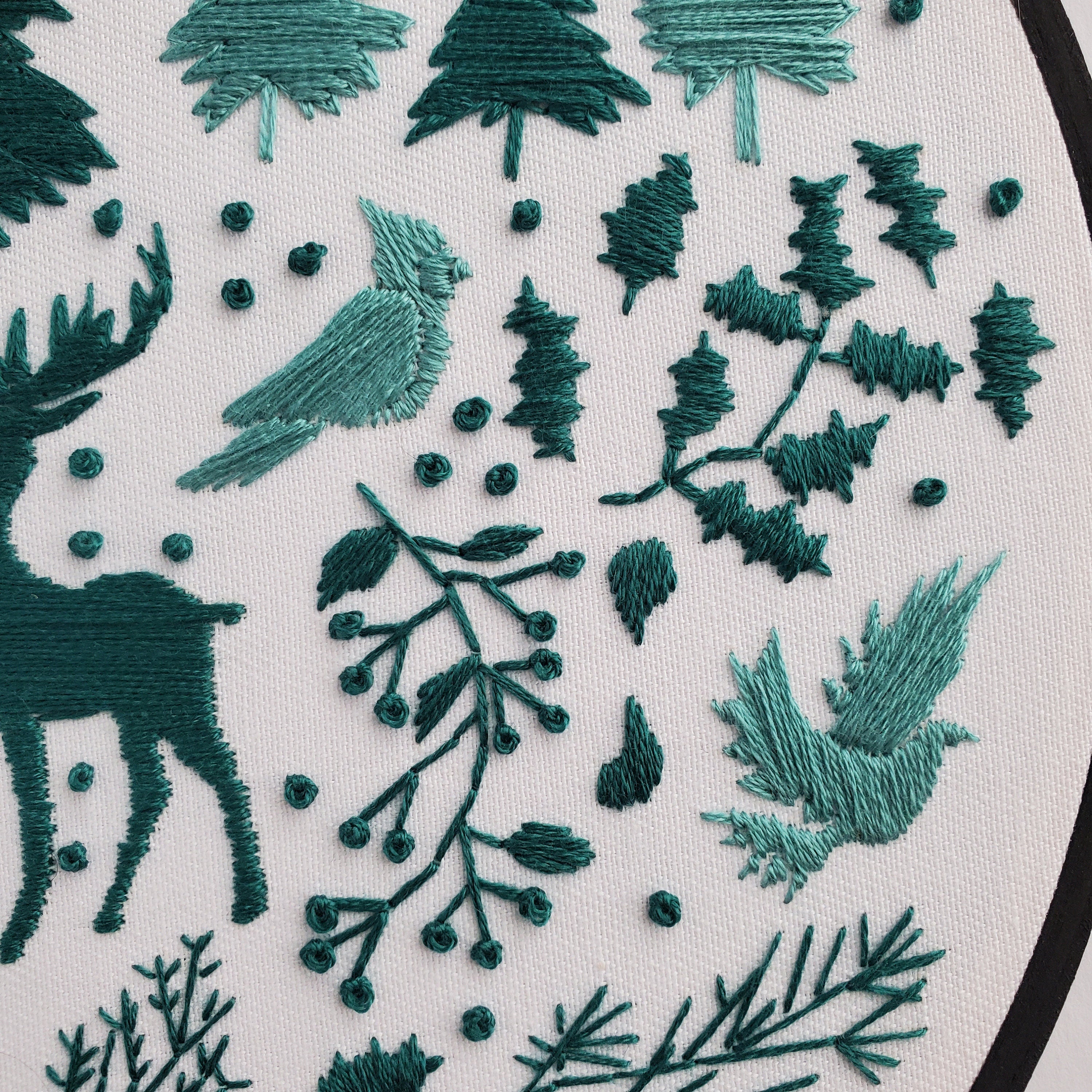 JANUARY Monthly Monochromatic Folk Art Inspired Series - PDF Digital Download Embroidery Pattern & Guide