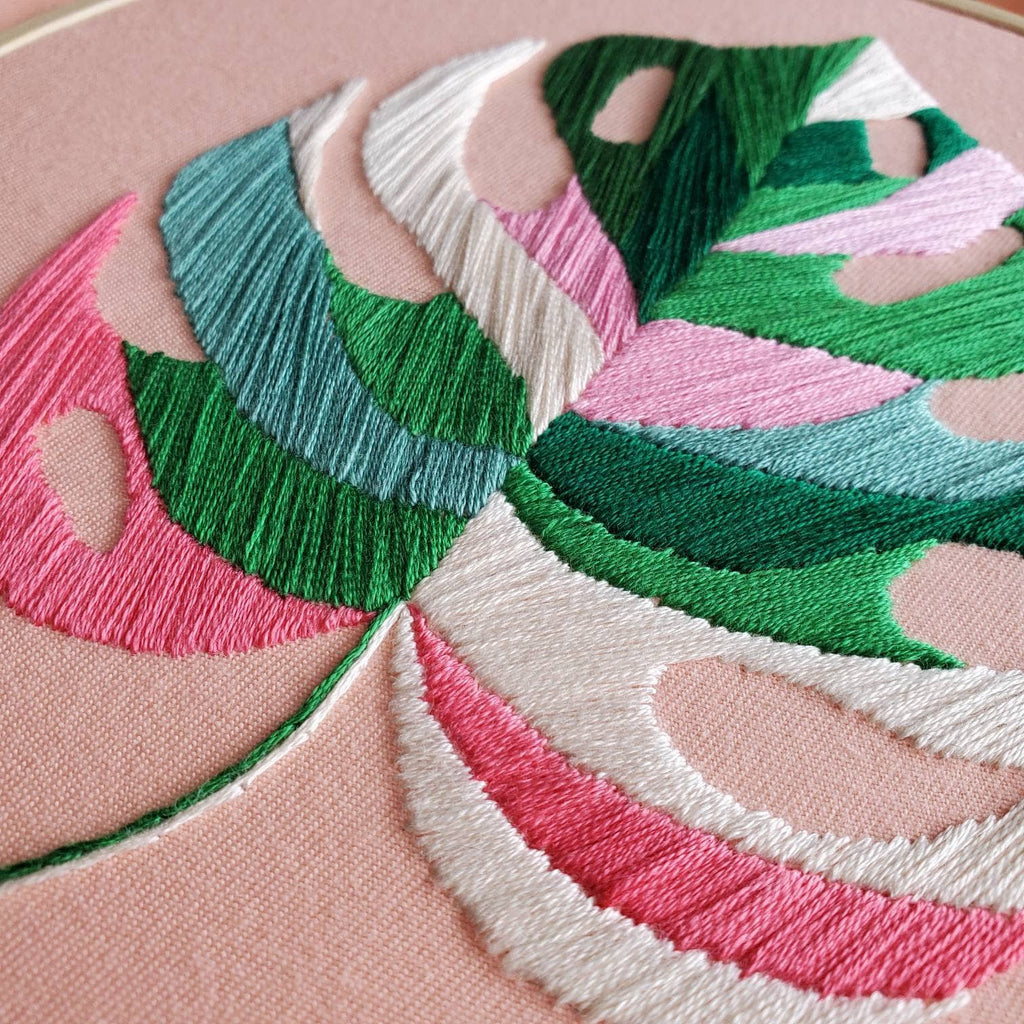 Variegated Monstera Leaf - PDF Digital Download Embroidery Pattern & Guide