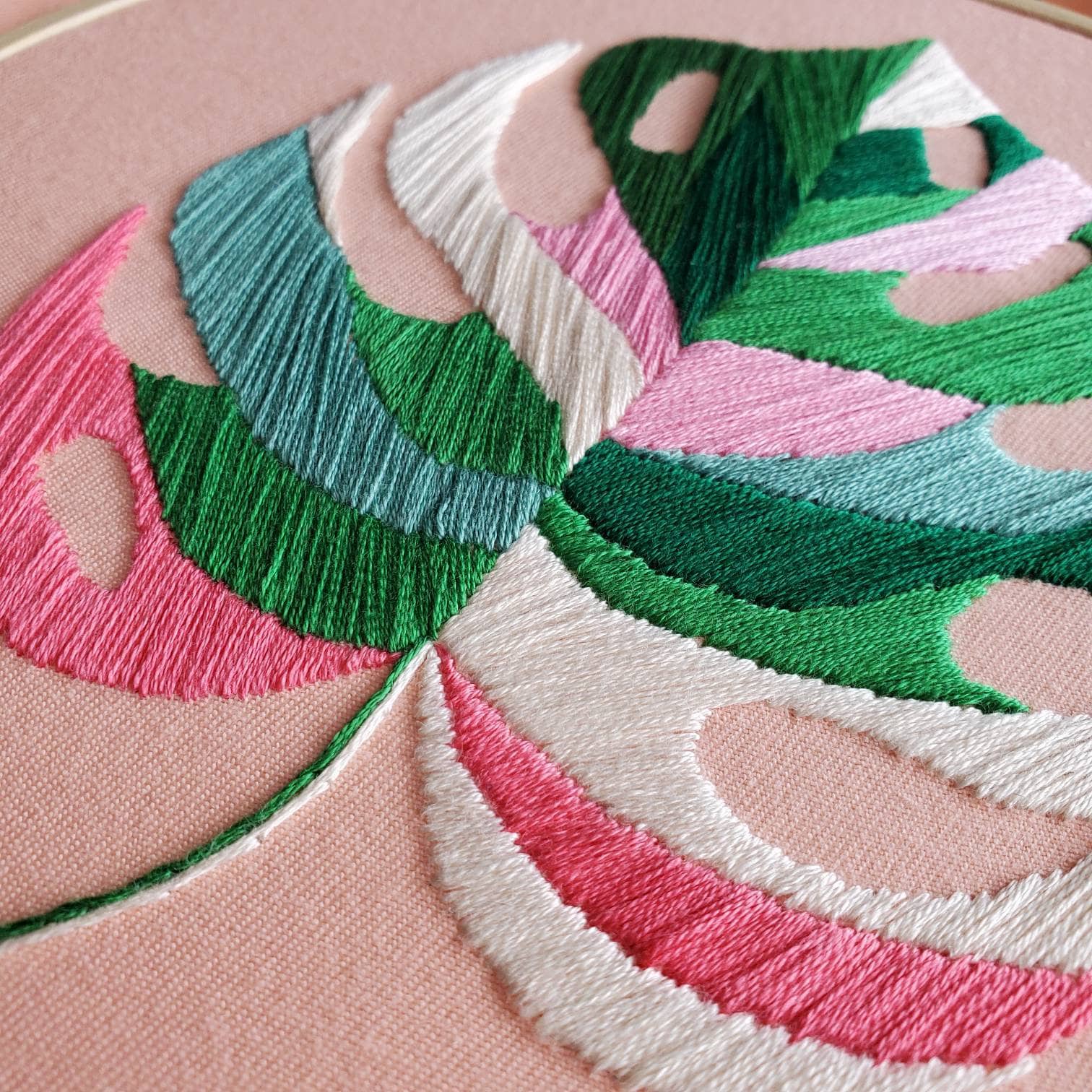 Variegated Monstera Leaf - PDF Digital Download Embroidery Pattern & Guide