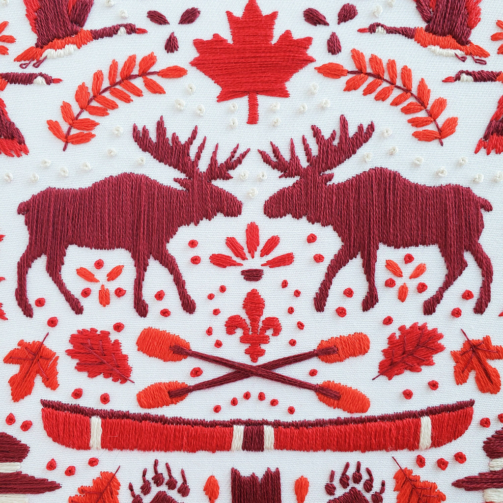 Canada Monochromatic Folk Art Inspired Series - PDF Digital Download Embroidery Pattern & Guide