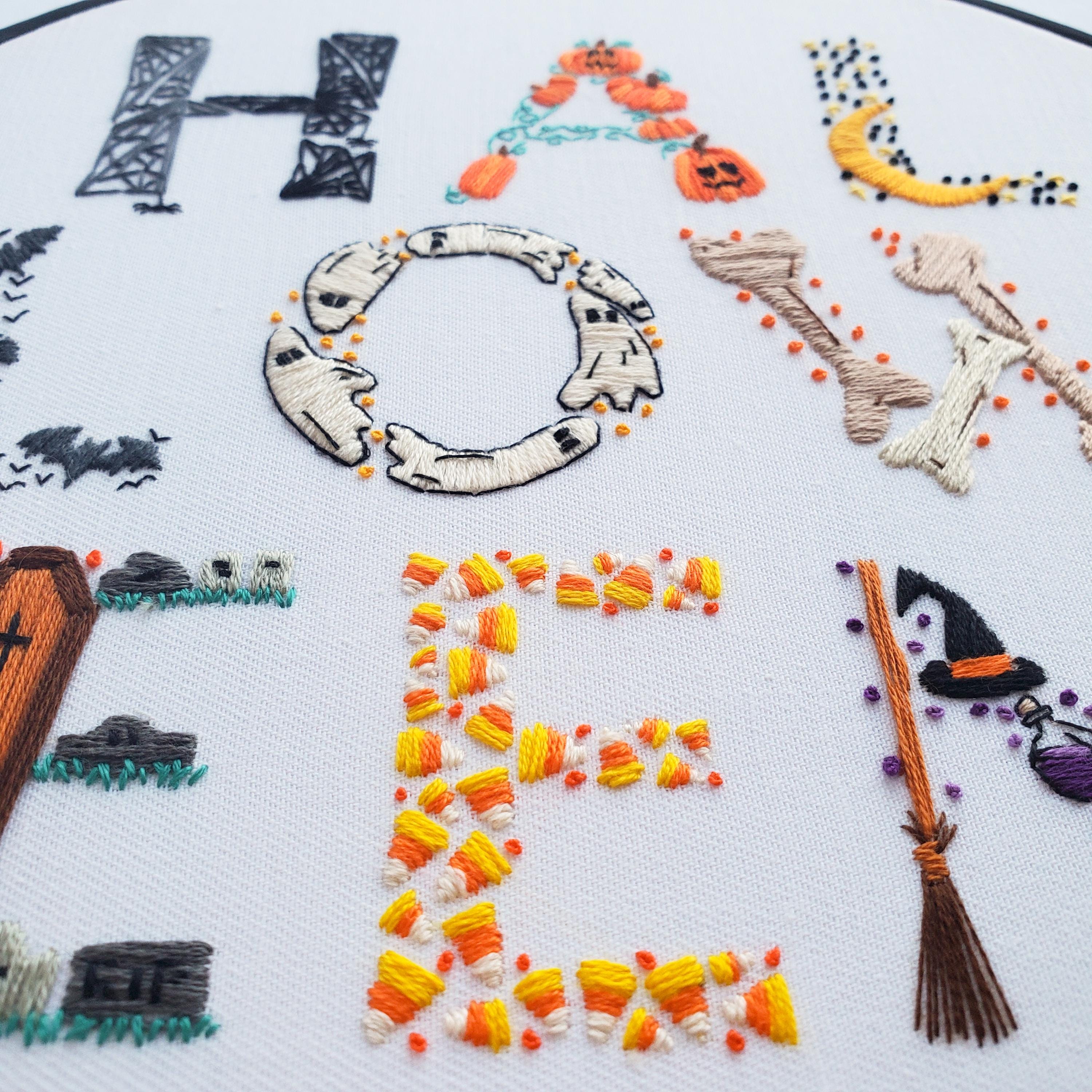 HALLOWEEN Text - PDF Digital Download Embroidery Pattern & Guide