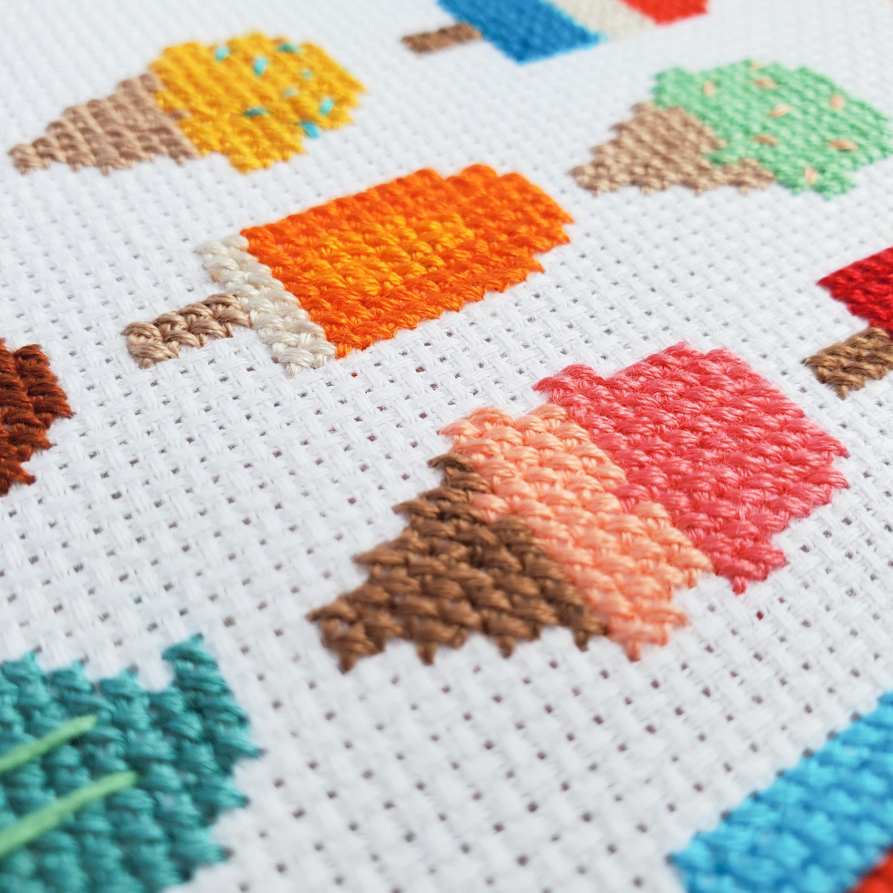 Ice Cream and Ice Pop Grid - PDF Digital Download Cross Stitch Pattern & Guide