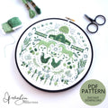 AUGUST Monthly Monochromatic Folk Art Inspired Series - PDF Digital Download Embroidery Pattern & Guide