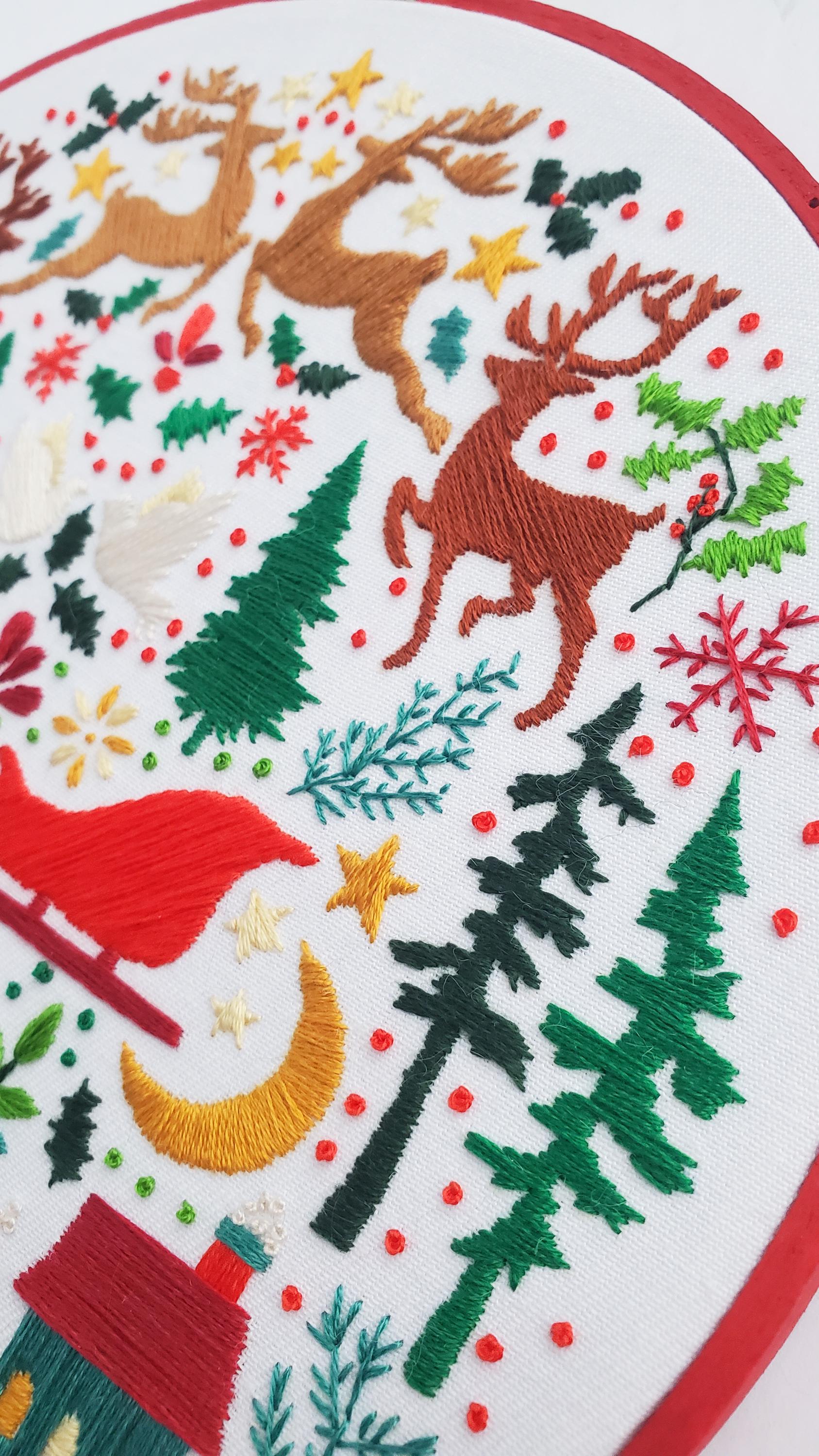 Christmas Folk Art Inspired Series - PDF Digital Download Embroidery Pattern & Guide