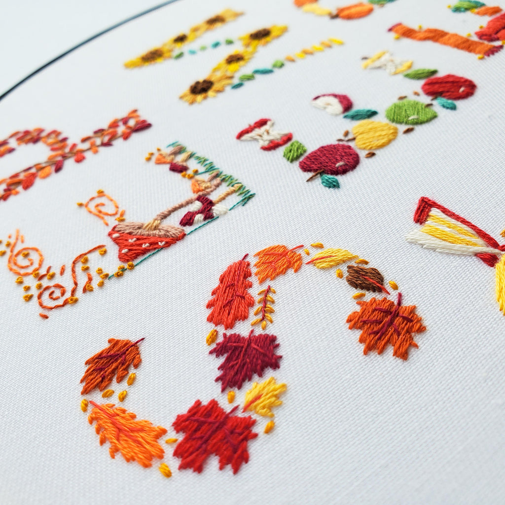 SEPTEMBER Monthly Text Series - PDF Digital Download Embroidery Series Pattern & Guide