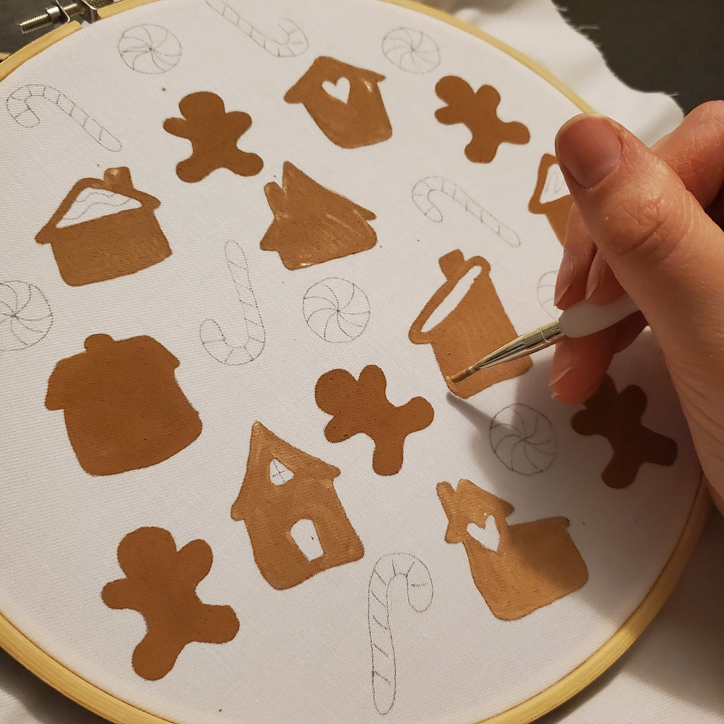 Gingerbread and Candy Cane Print - PDF Digital Download Embroidery Pattern & Guide
