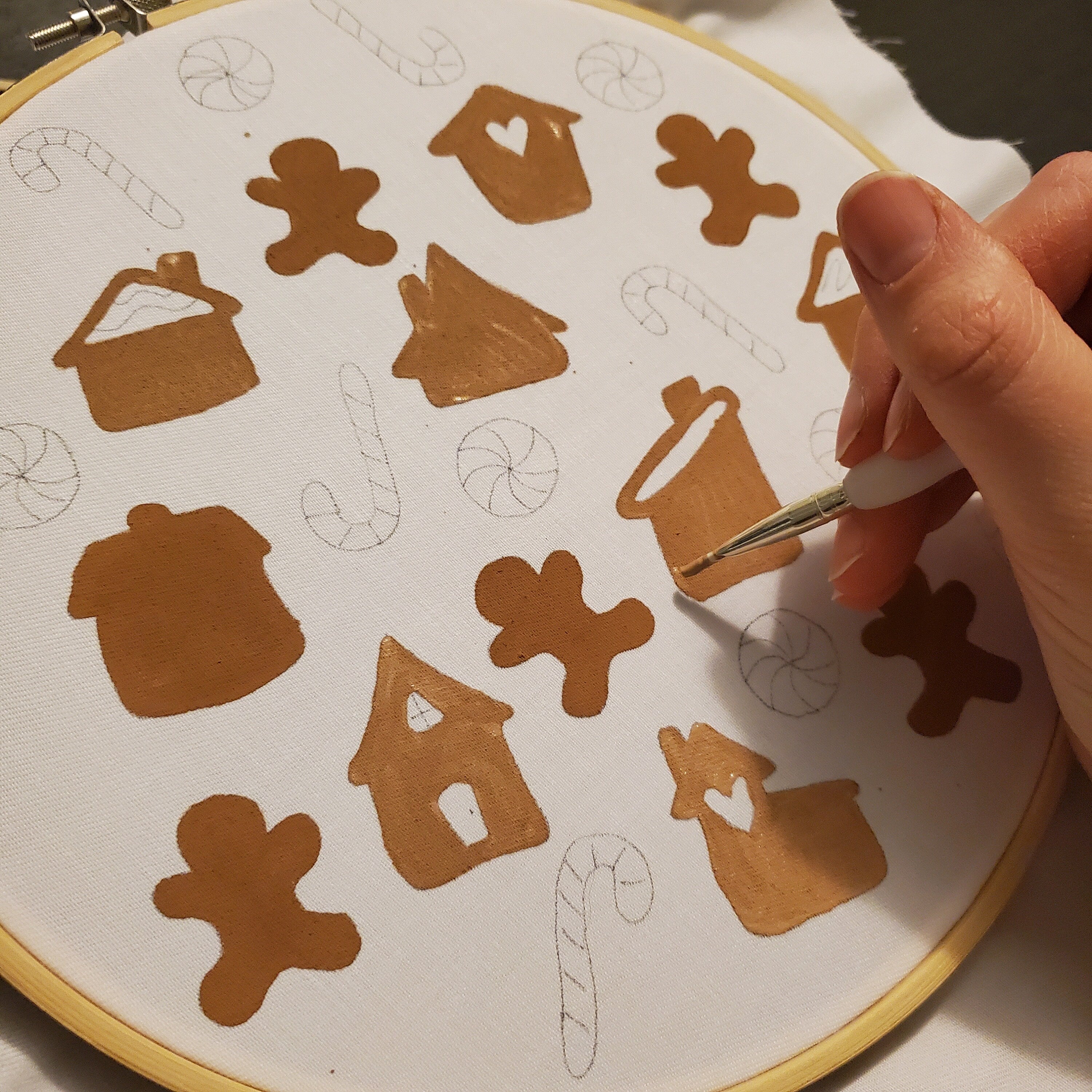 Gingerbread and Candy Cane Print - PDF Digital Download Embroidery Pattern & Guide