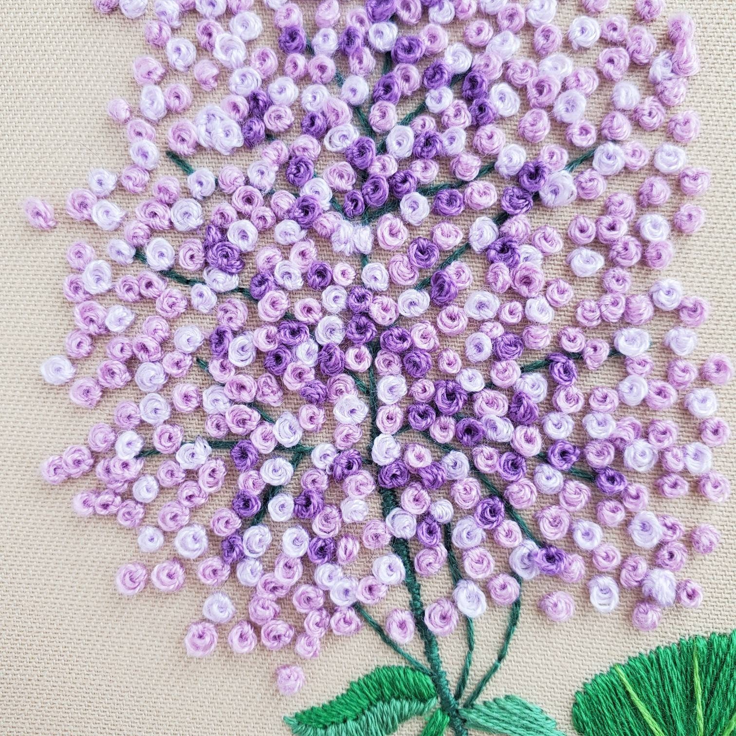 Floral Lilac French Knot - PDF Digital Download Embroidery Pattern and Guide