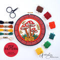 NOVEMBER Monthly Series Stained Glass Mushrooms - PDF Digital Download Embroidery Pattern & Guide