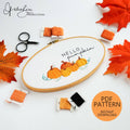 Hello Pumpkin Oval Hoop - PDF Digital Download Embroidery Pattern & Guide