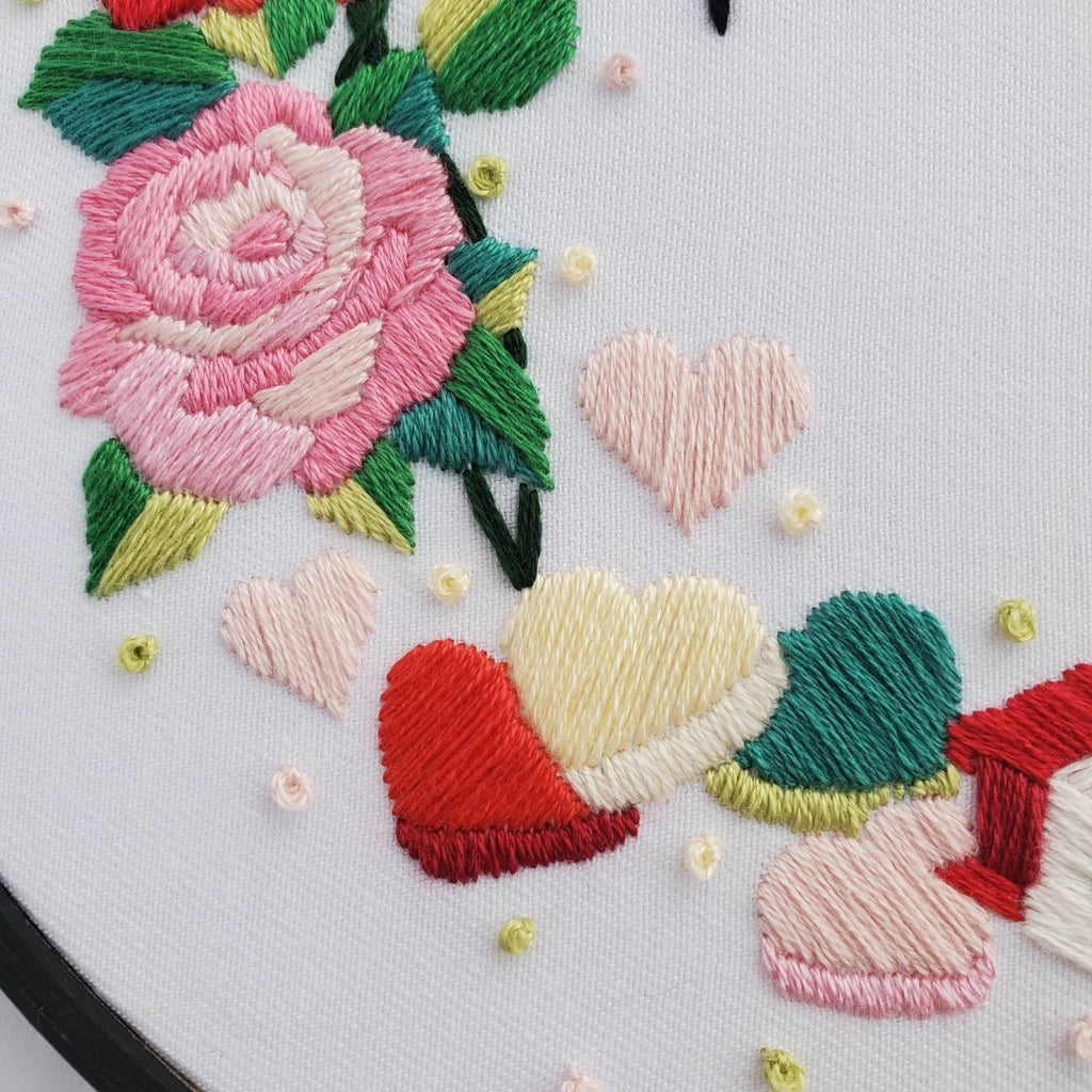 FEBRUARY Monthly Series Wreath - PDF Digital Download Embroidery Pattern & Guide