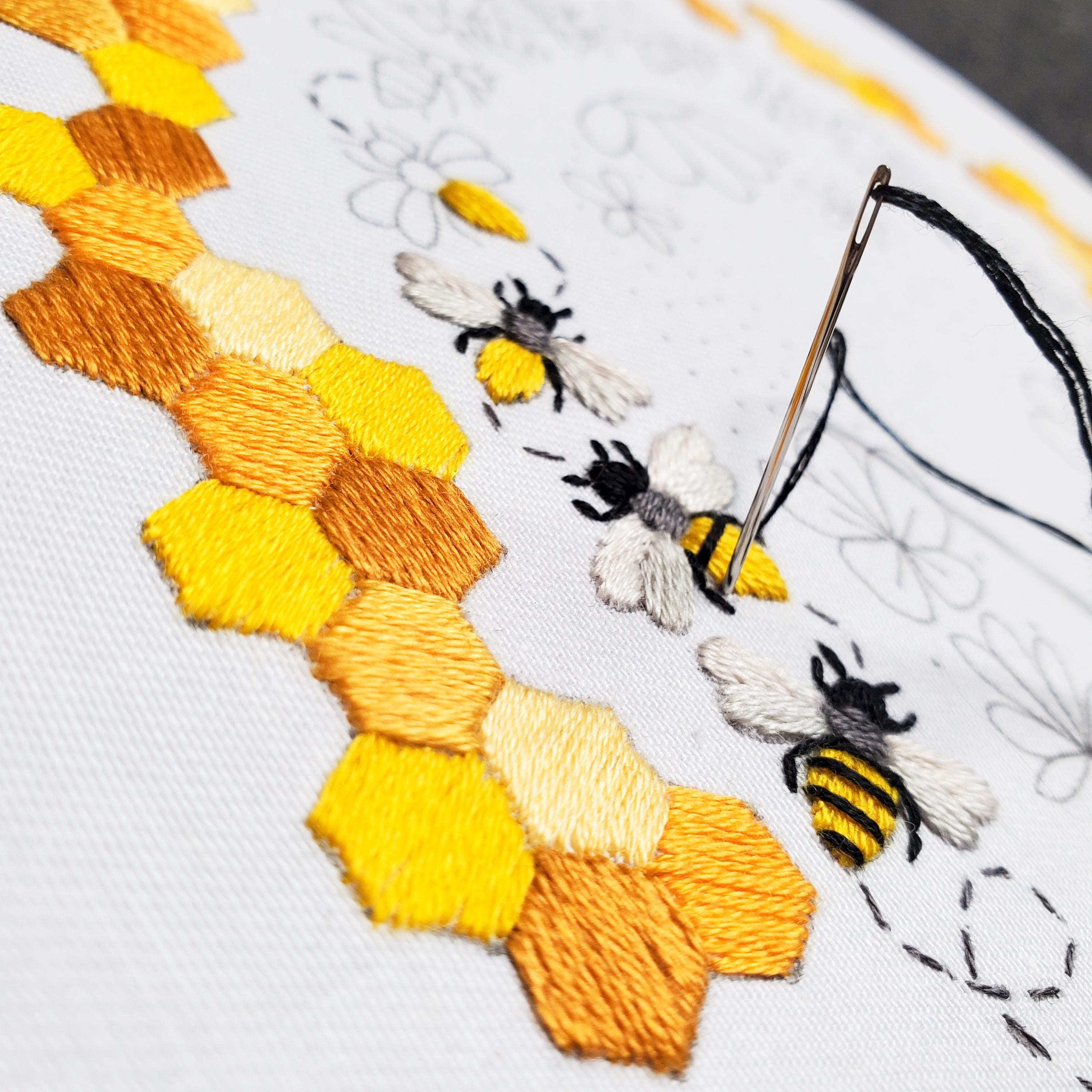 Bee Rainbow - PDF Digital Download Embroidery Pattern & Guide