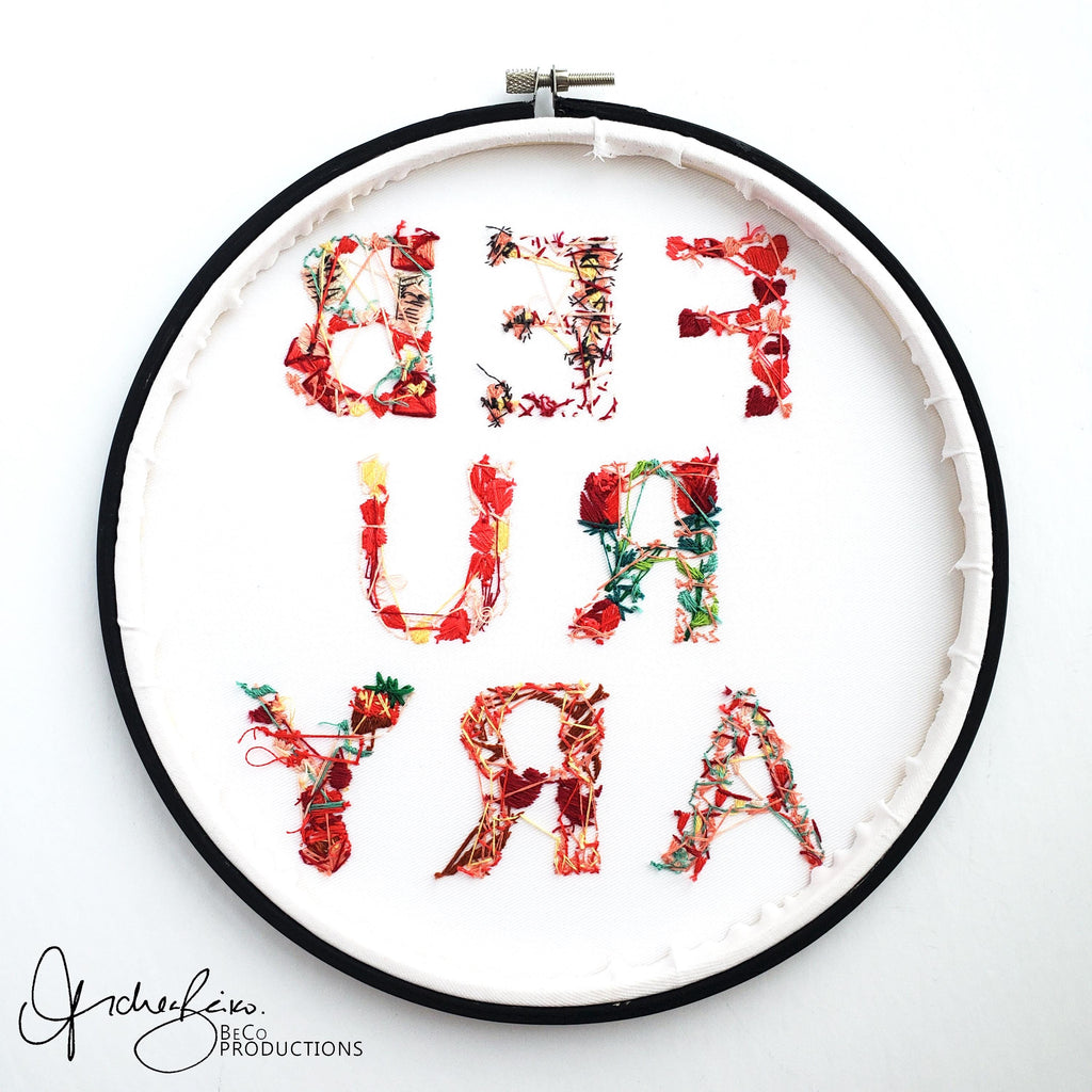 FEBRUARY Monthly Text Series - PDF Digital Download Embroidery Series Pattern & Guide