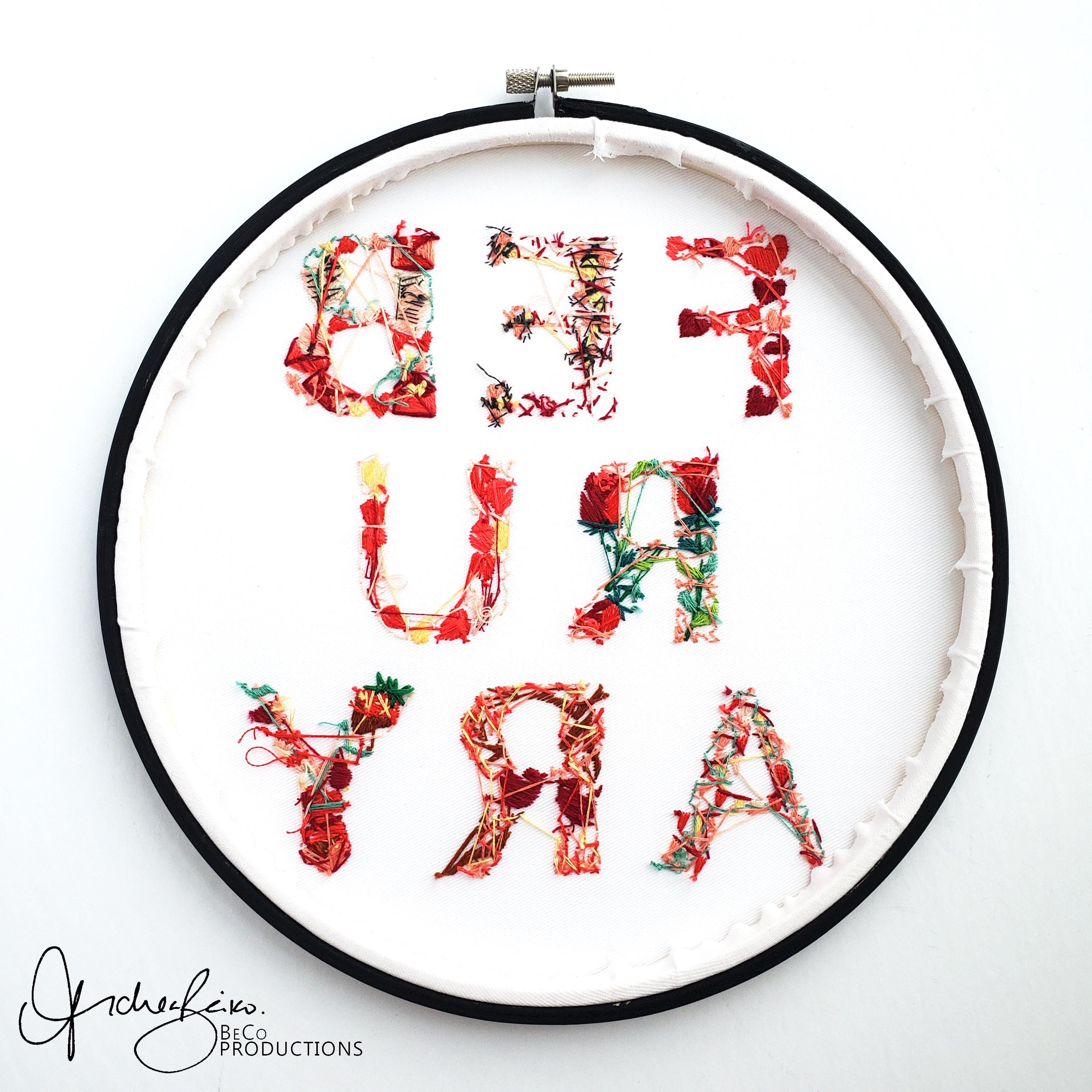 FEBRUARY Monthly Text Series - PDF Digital Download Embroidery Series Pattern & Guide