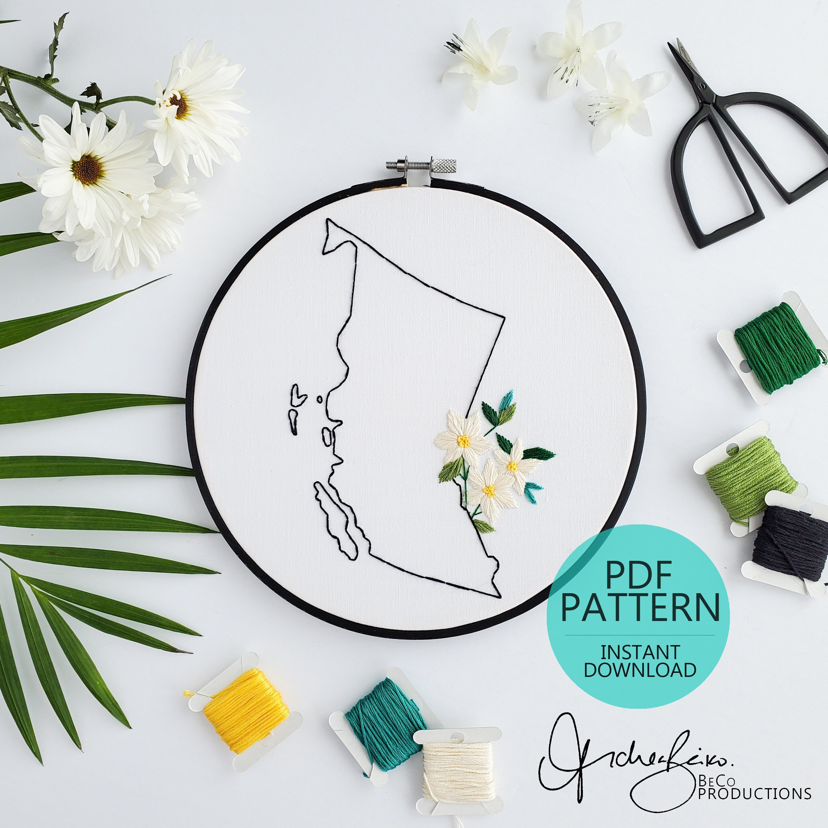 British Columbia Province - PDF Digital Download Embroidery Pattern & Guide