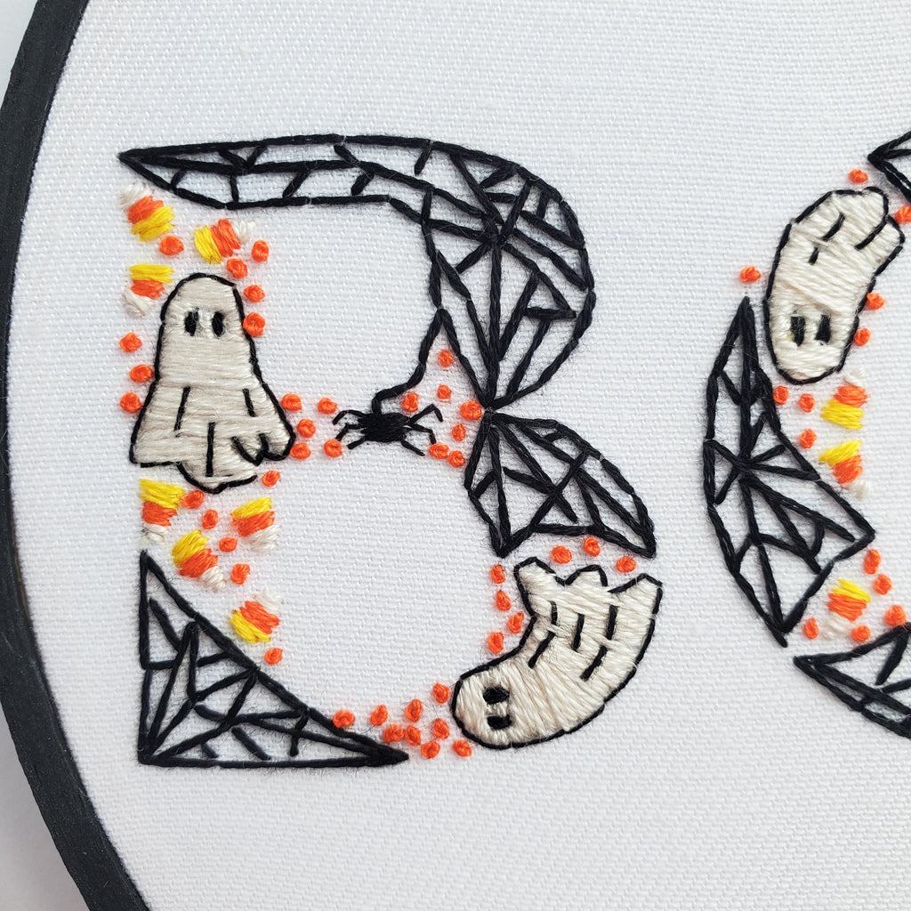 BOO Halloween Text - PDF Digital Download Embroidery Pattern & Guide