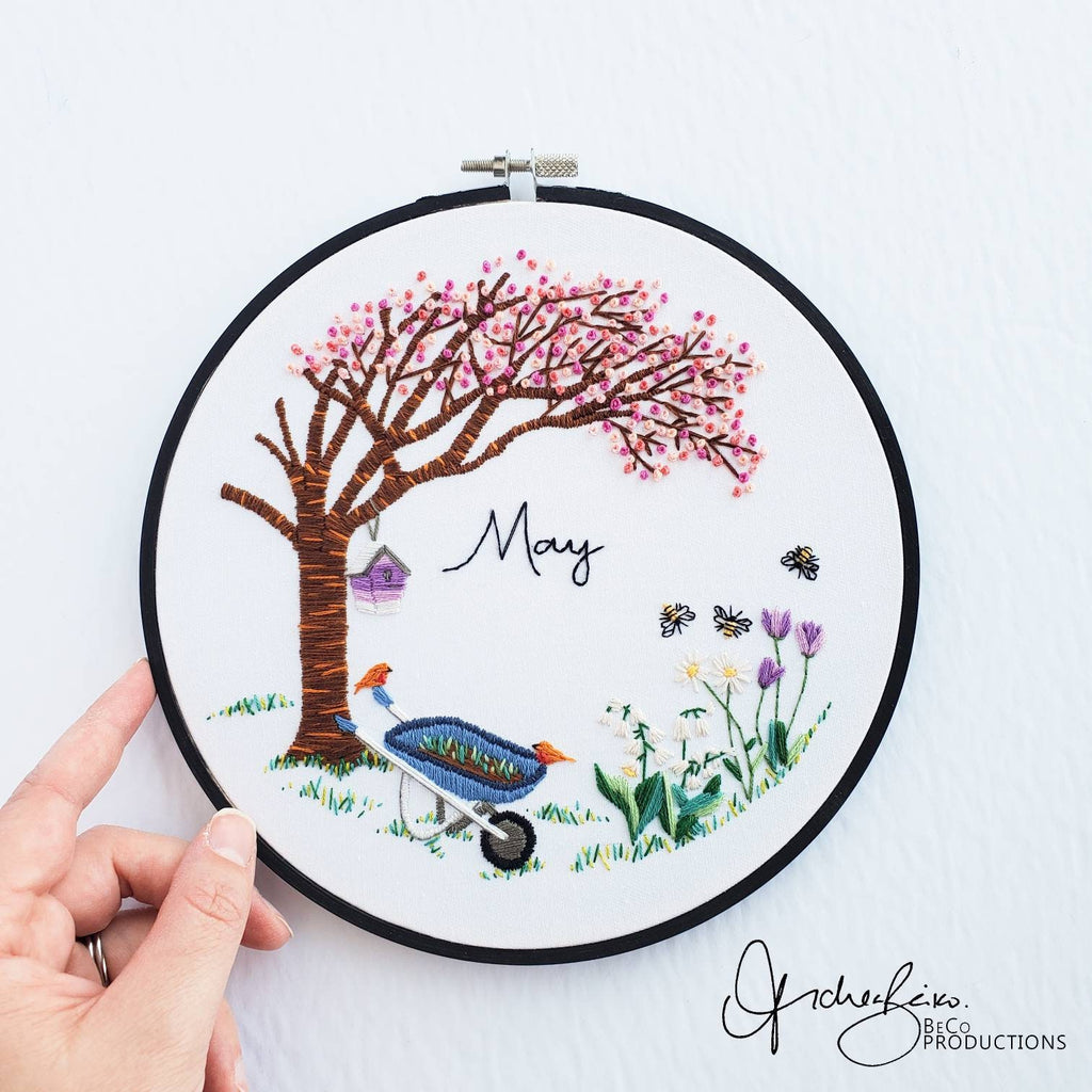 MAY Monthly Series Wreath - PDF Digital Download Embroidery Pattern & Guide