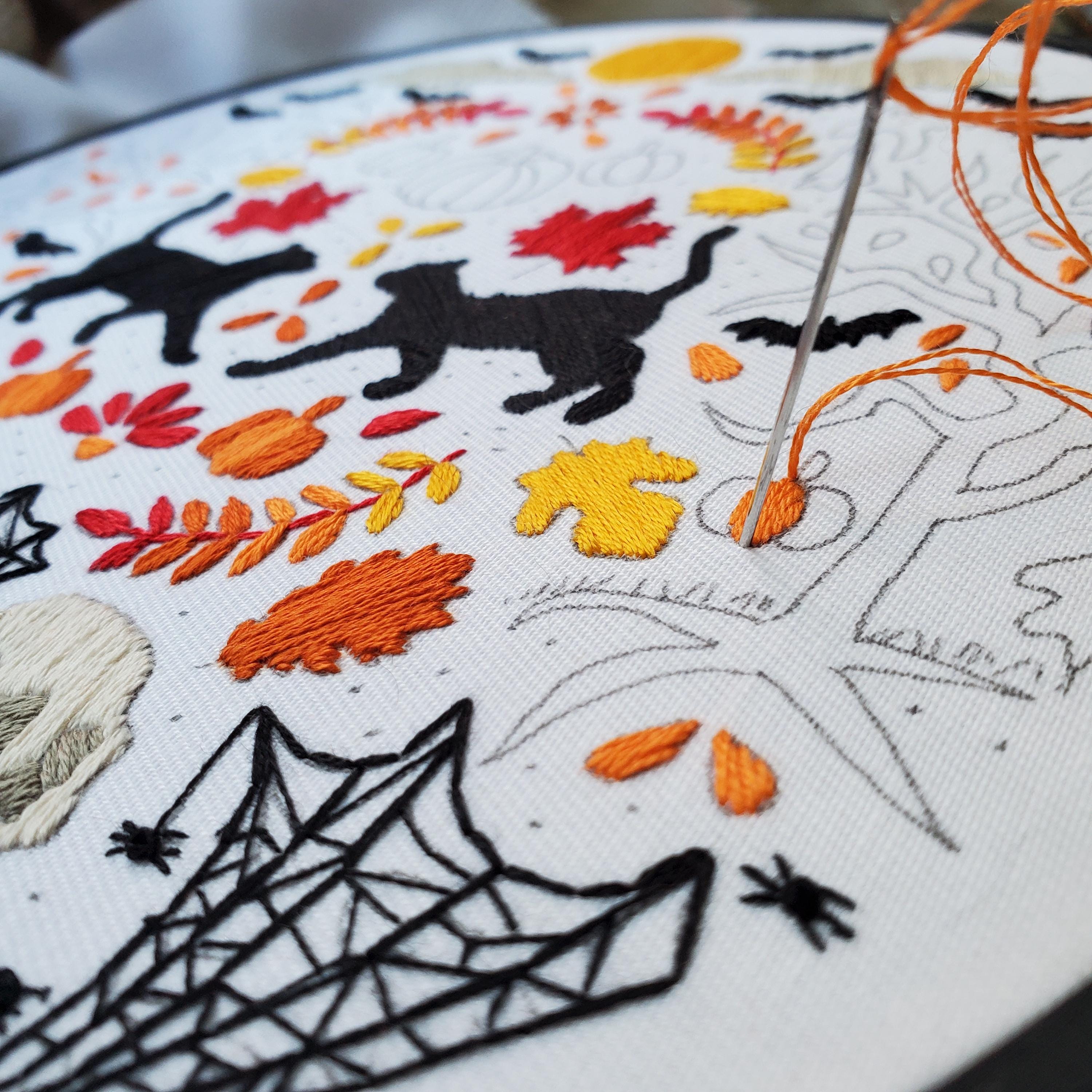 Halloween Folk Art Inspired Series - PDF Digital Download Embroidery Pattern & Guide