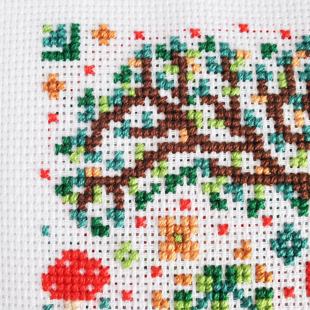 Spring Fox Folk Art Scene - PDF Digital Download Cross Stitch Pattern & Guide